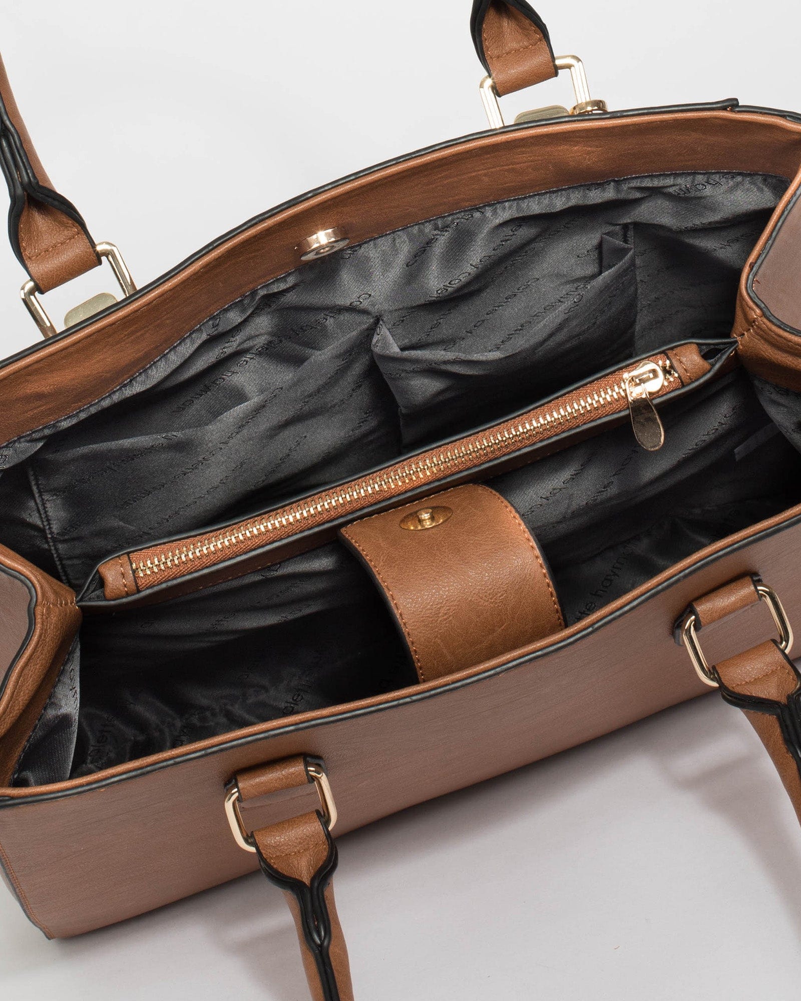 Tan Demi Panel Tote Bag - Image 8