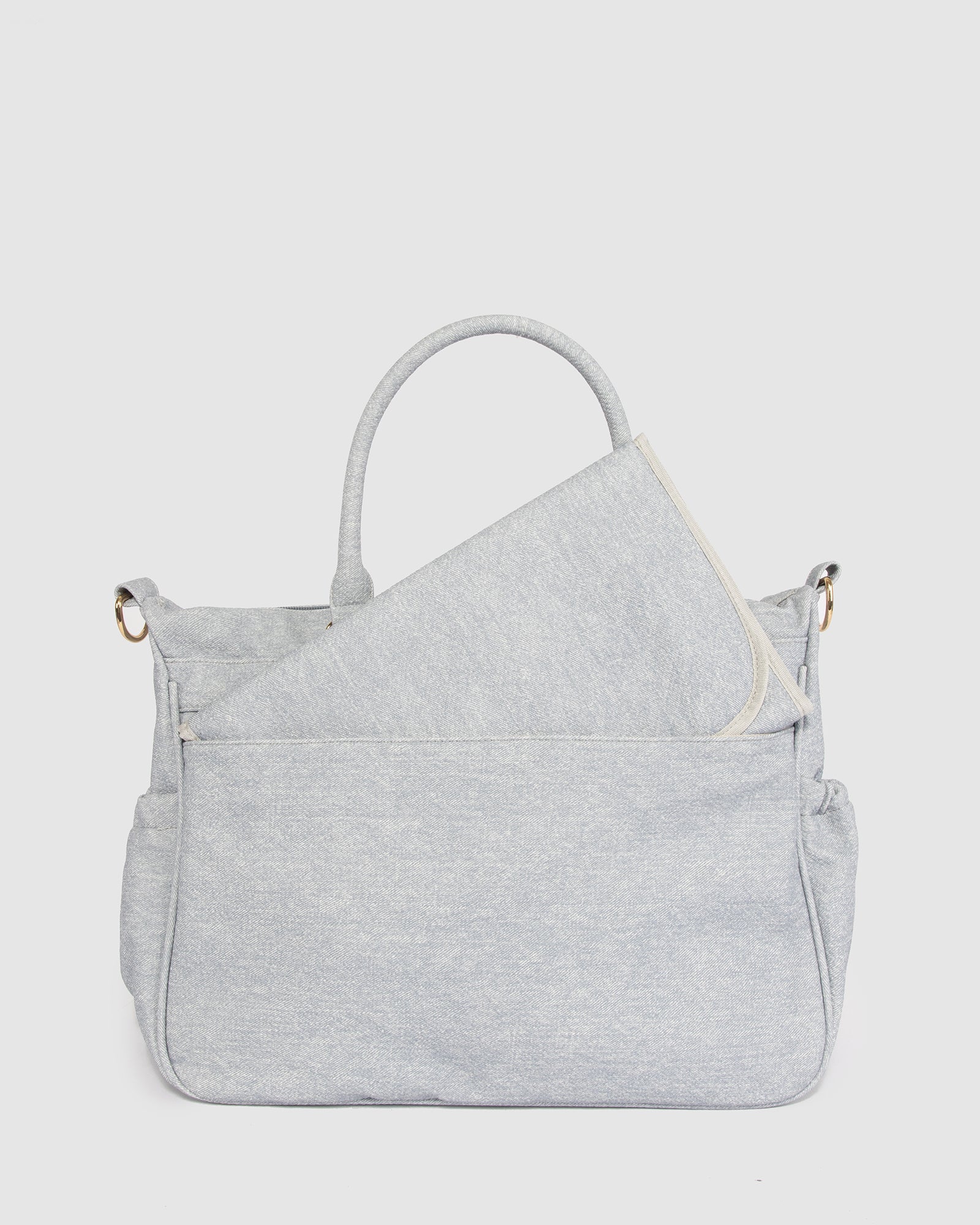 Blue Pocket And Zip Baby Bag With Gold Hardware - Image 7