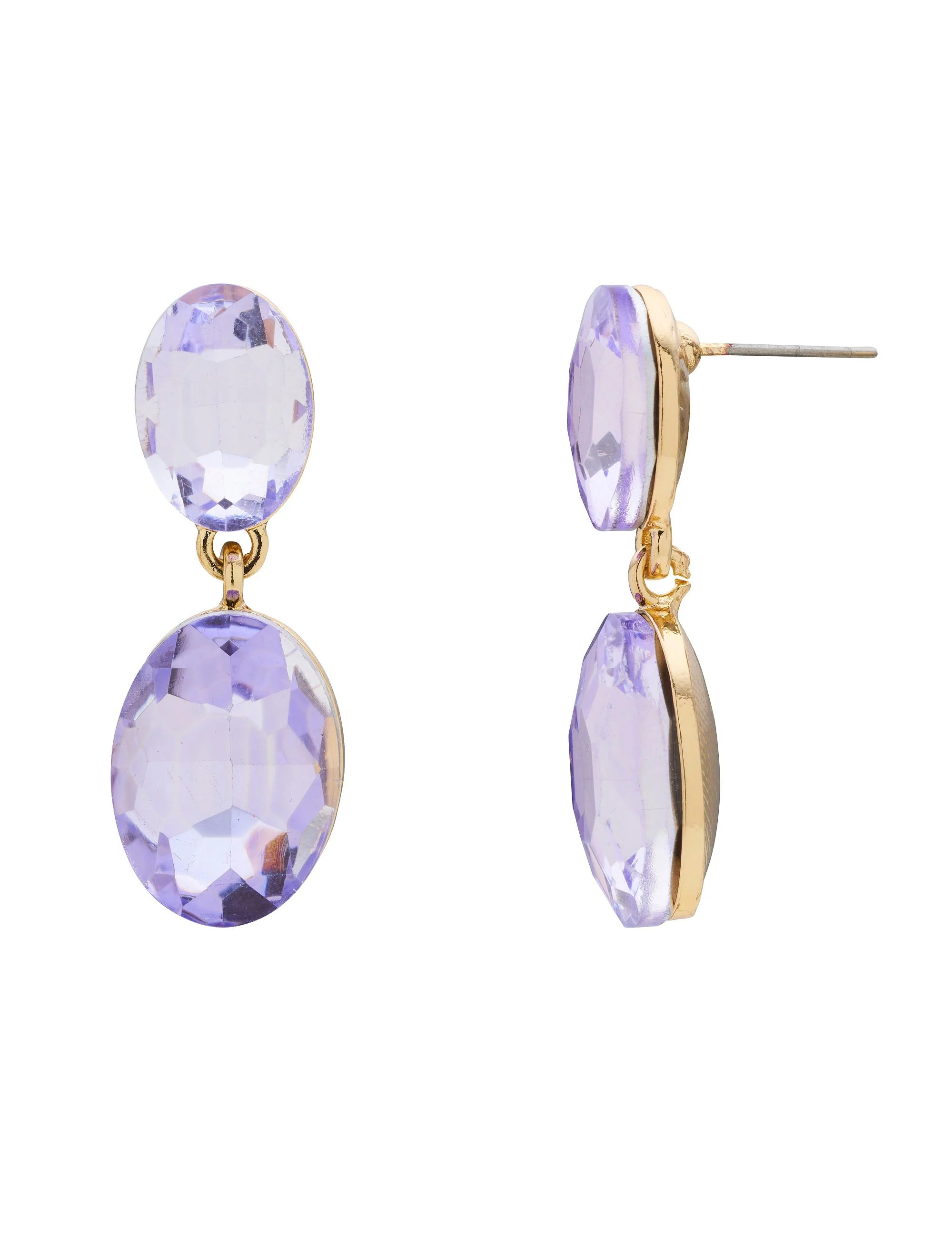 DOUBLE DROP OVAL STONE EARRING - Image 3