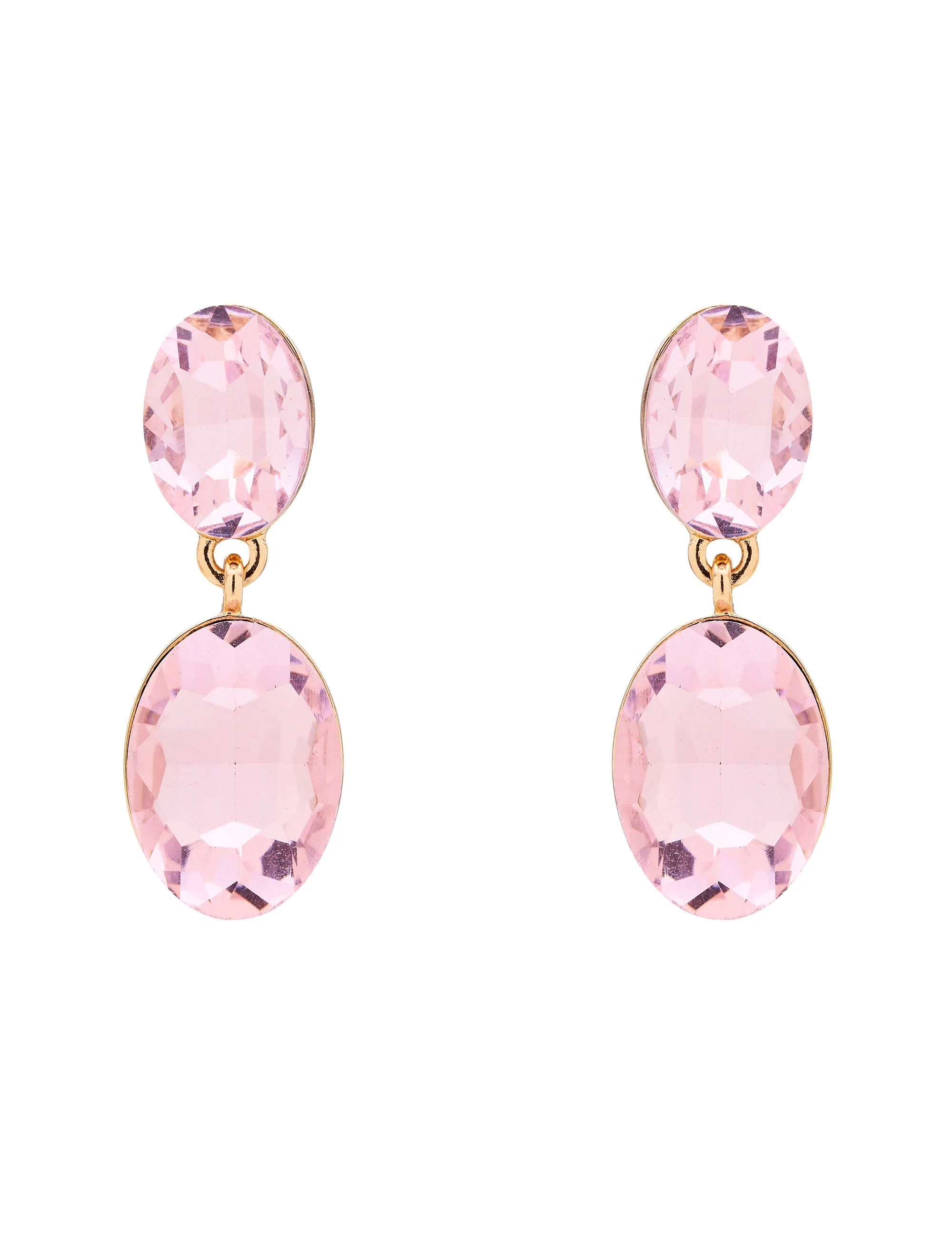 DOUBLE DROP OVAL STONE EARRINGS