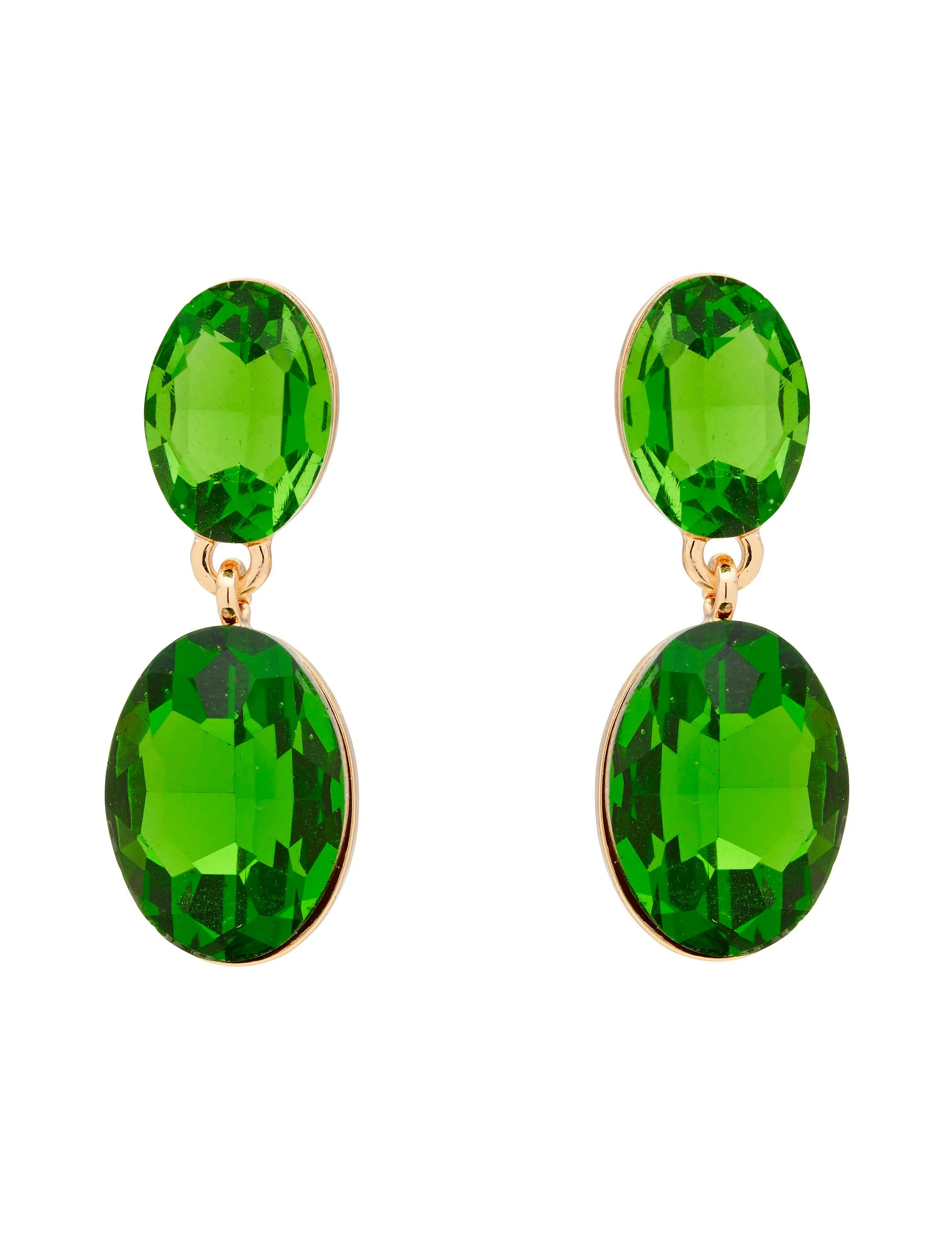 DOUBLE DROP OVAL STONE EARRINGS