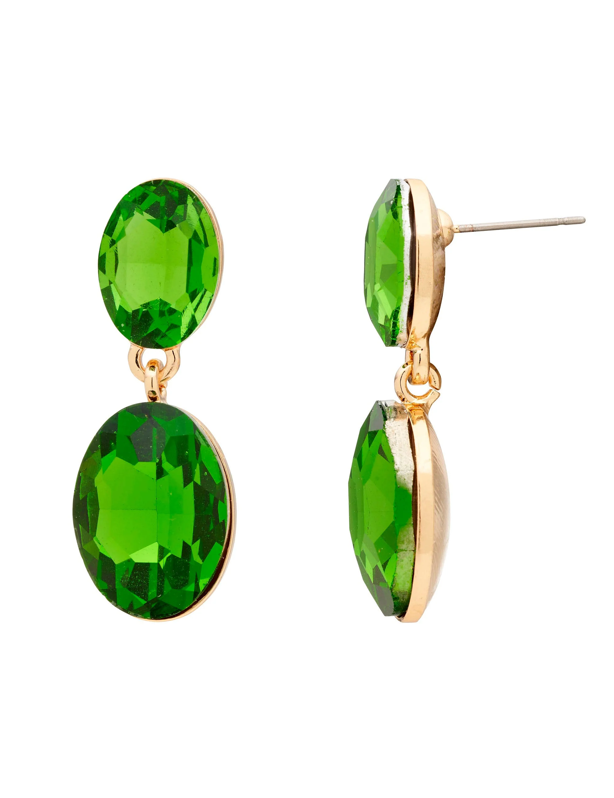 DOUBLE DROP OVAL STONE EARRINGS - Image 3