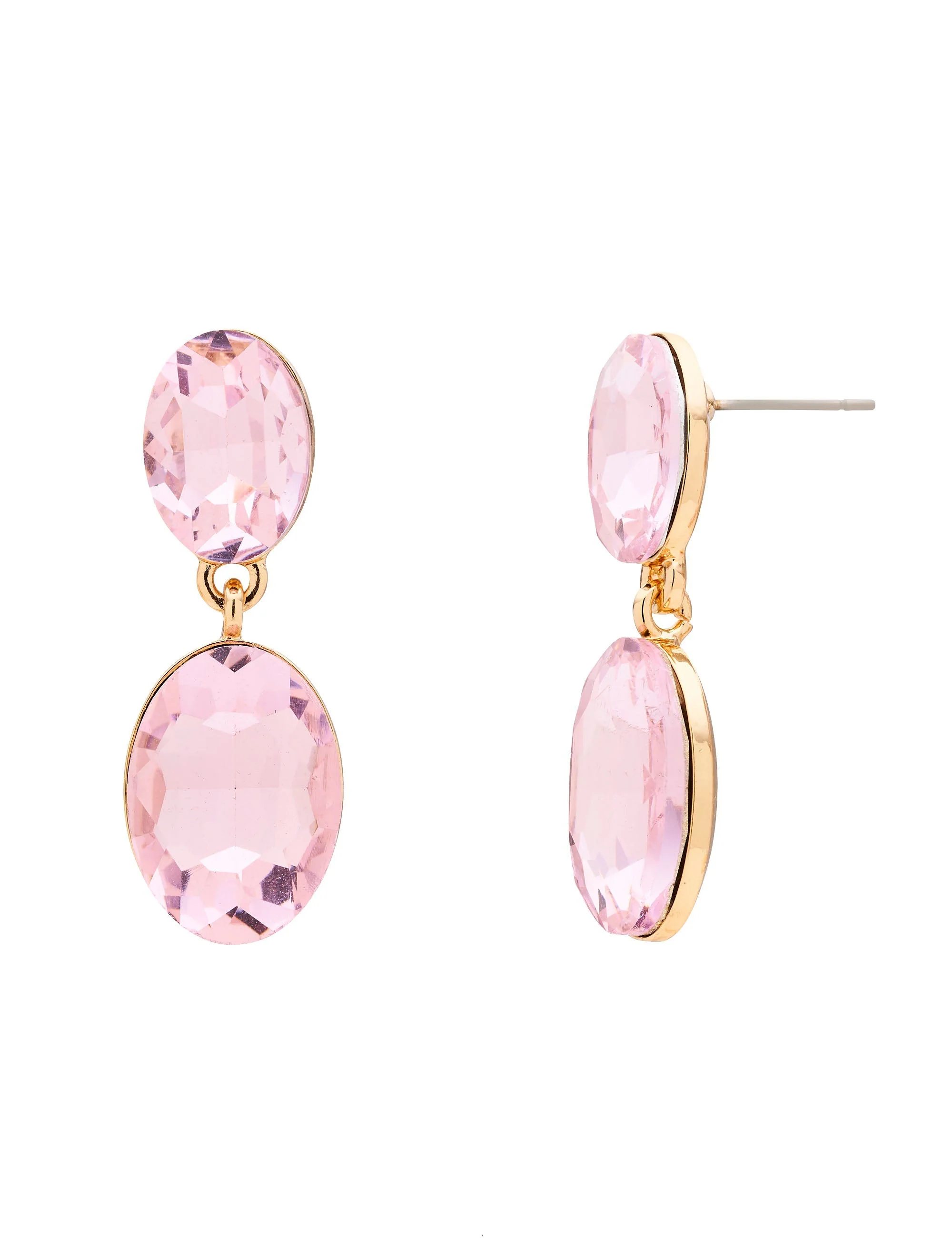DOUBLE DROP OVAL STONE EARRINGS - Image 3