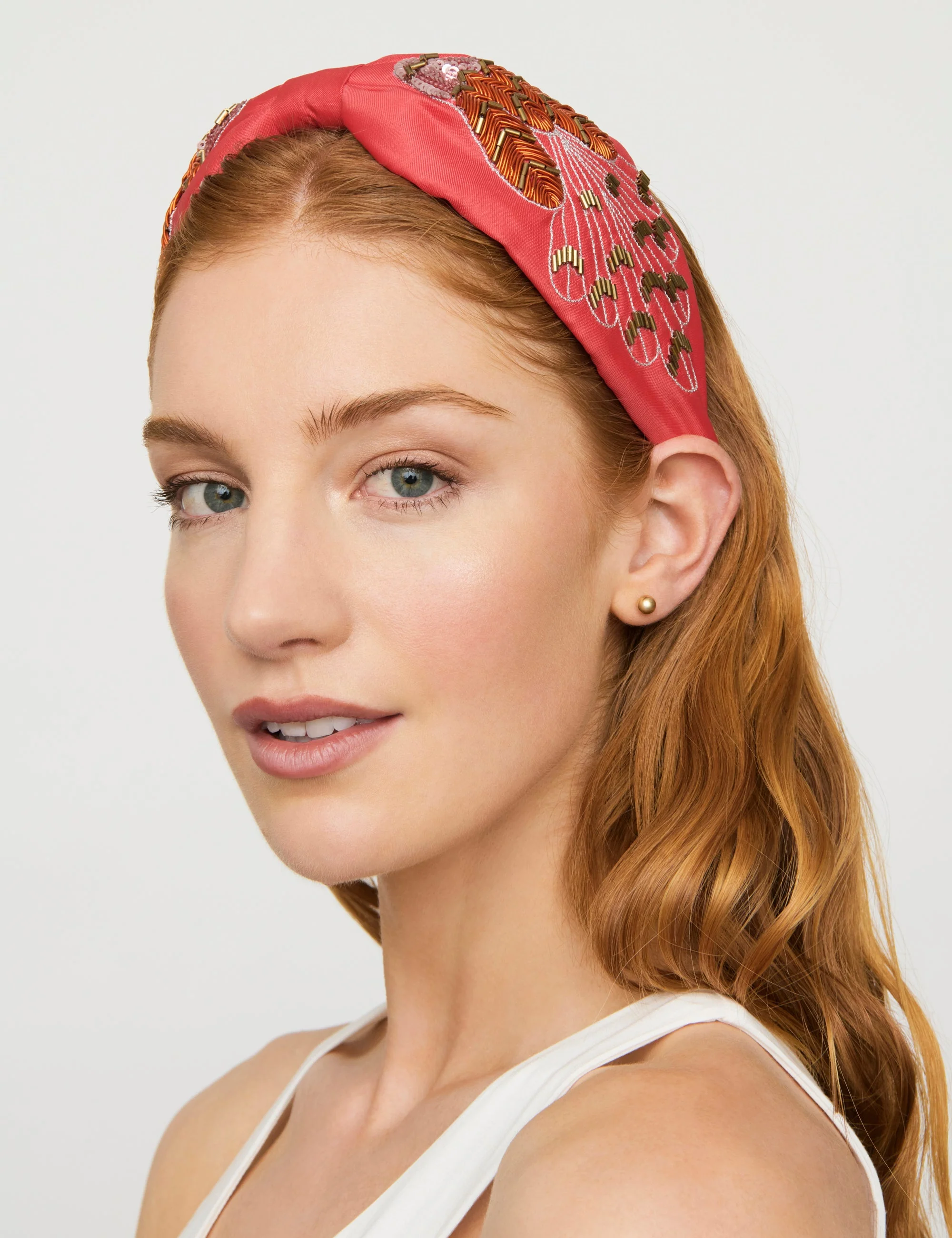 FEATHER BEAD AND EMBROIDERY WIDE KNOT HEADB - Image 2