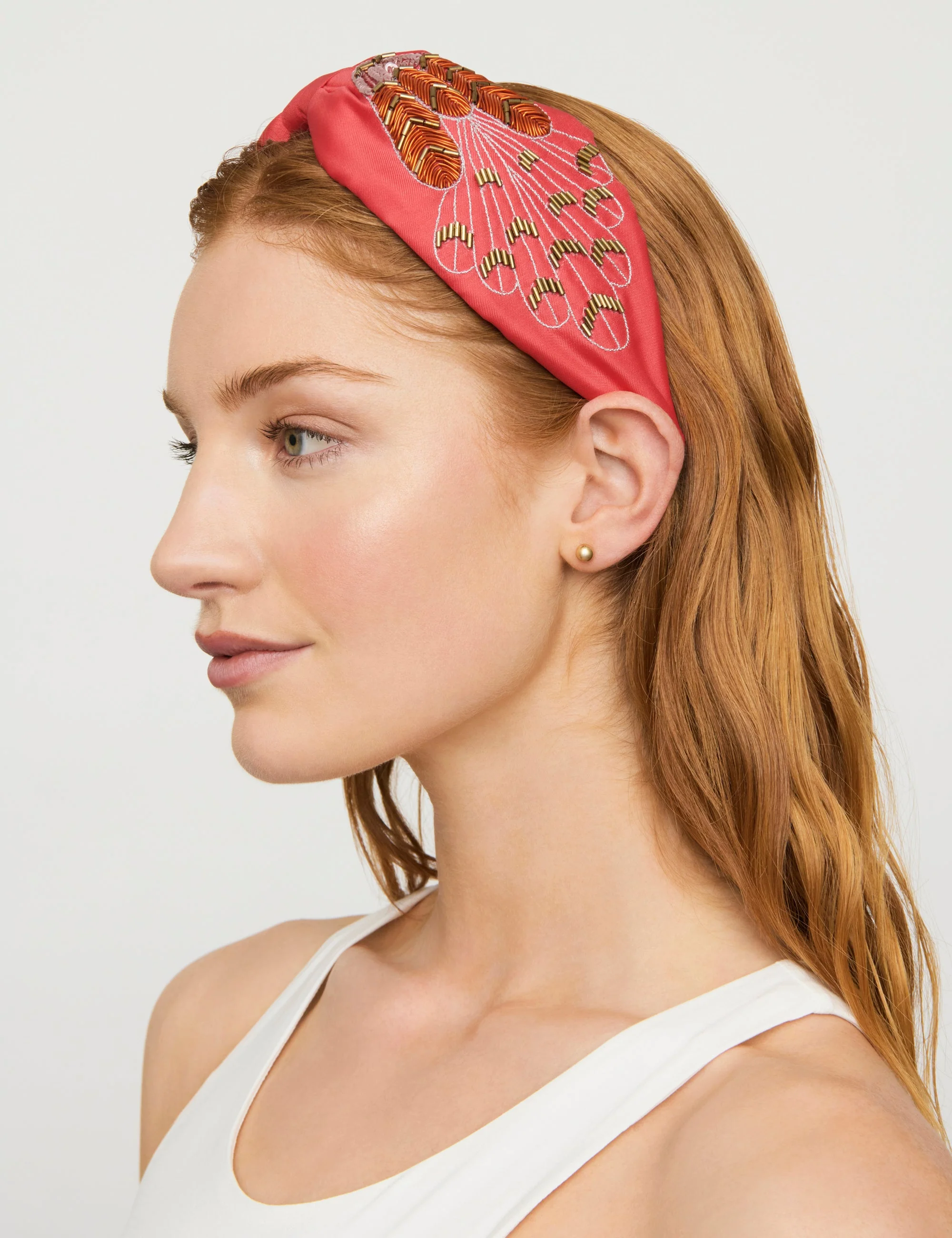 FEATHER BEAD AND EMBROIDERY WIDE KNOT HEADB - Image 4