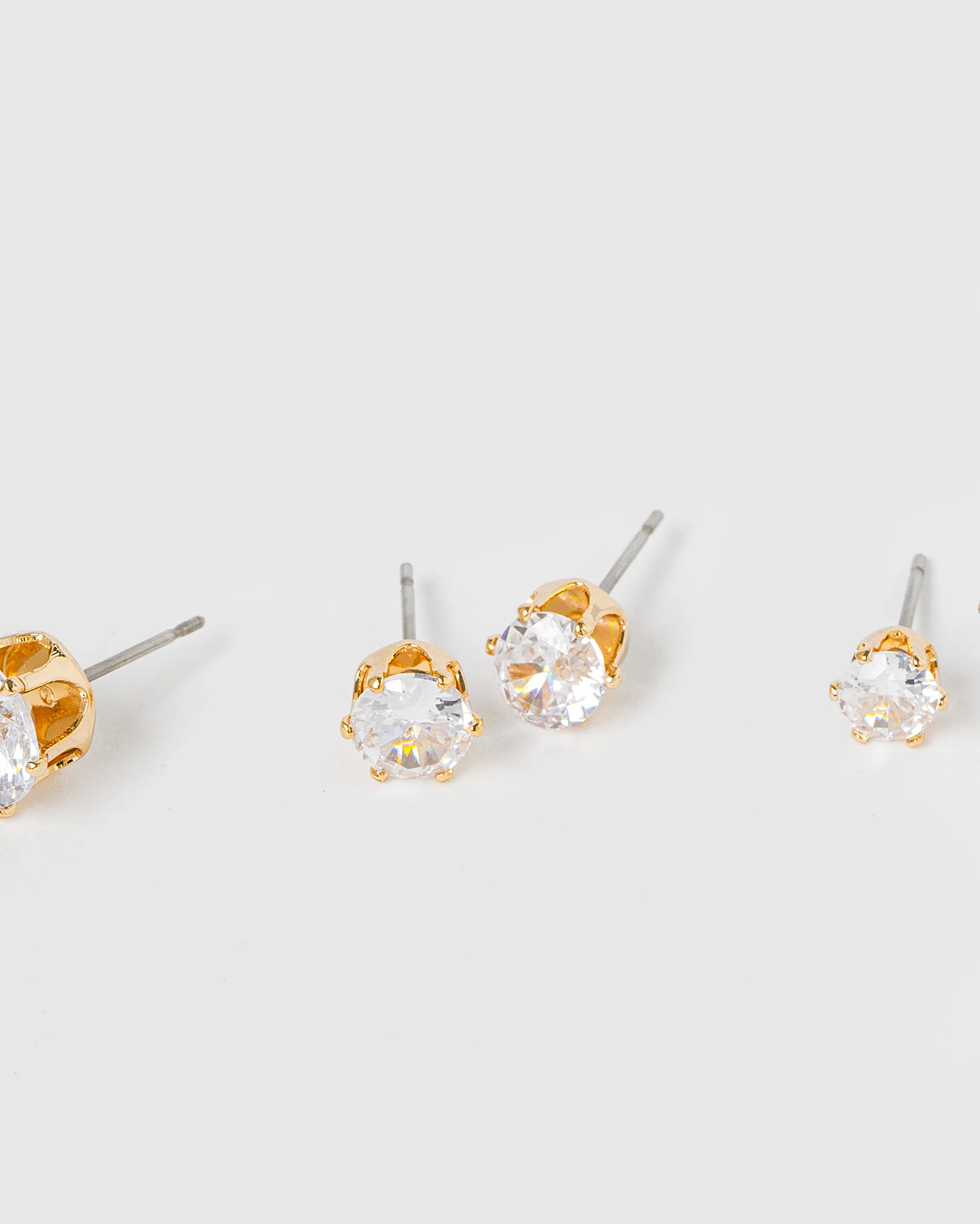 Gold 3 Pack Round Stud Earrings - Image 3