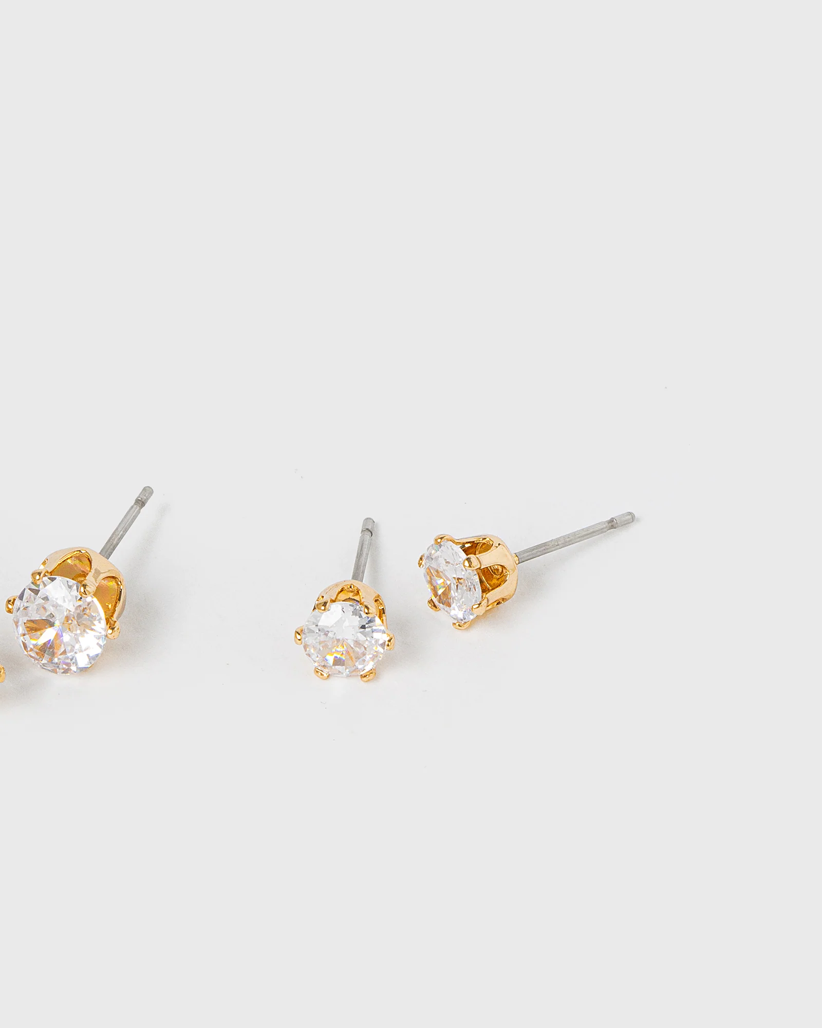 Gold 3 Pack Round Stud Earrings - Image 4