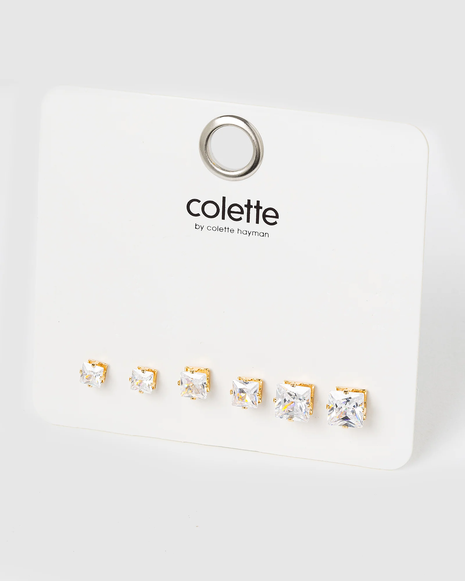 Gold 3 Pack Square Stud Earrings