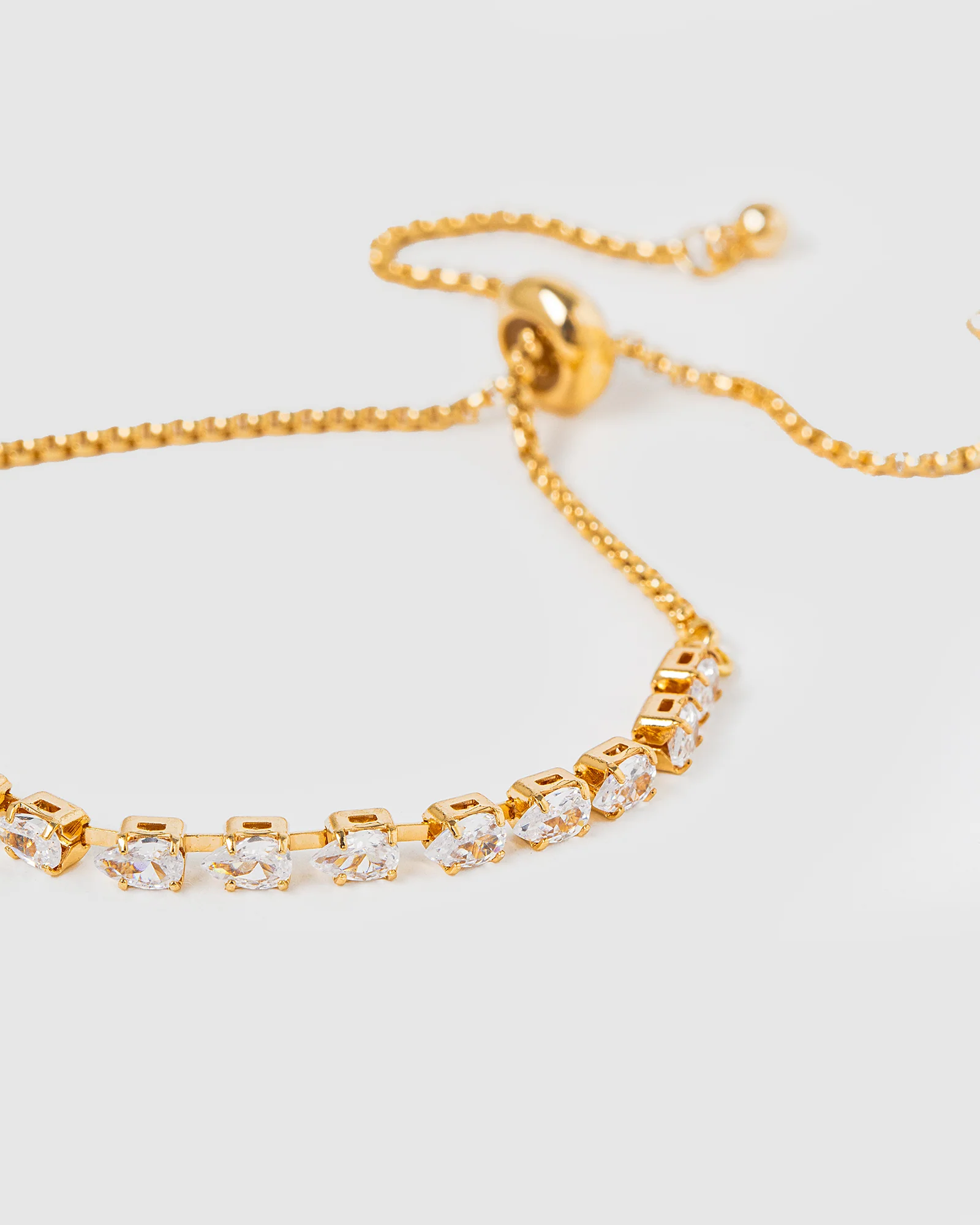 Gold Cubic Zirconia Multi Teardrop Bracelet - Image 2