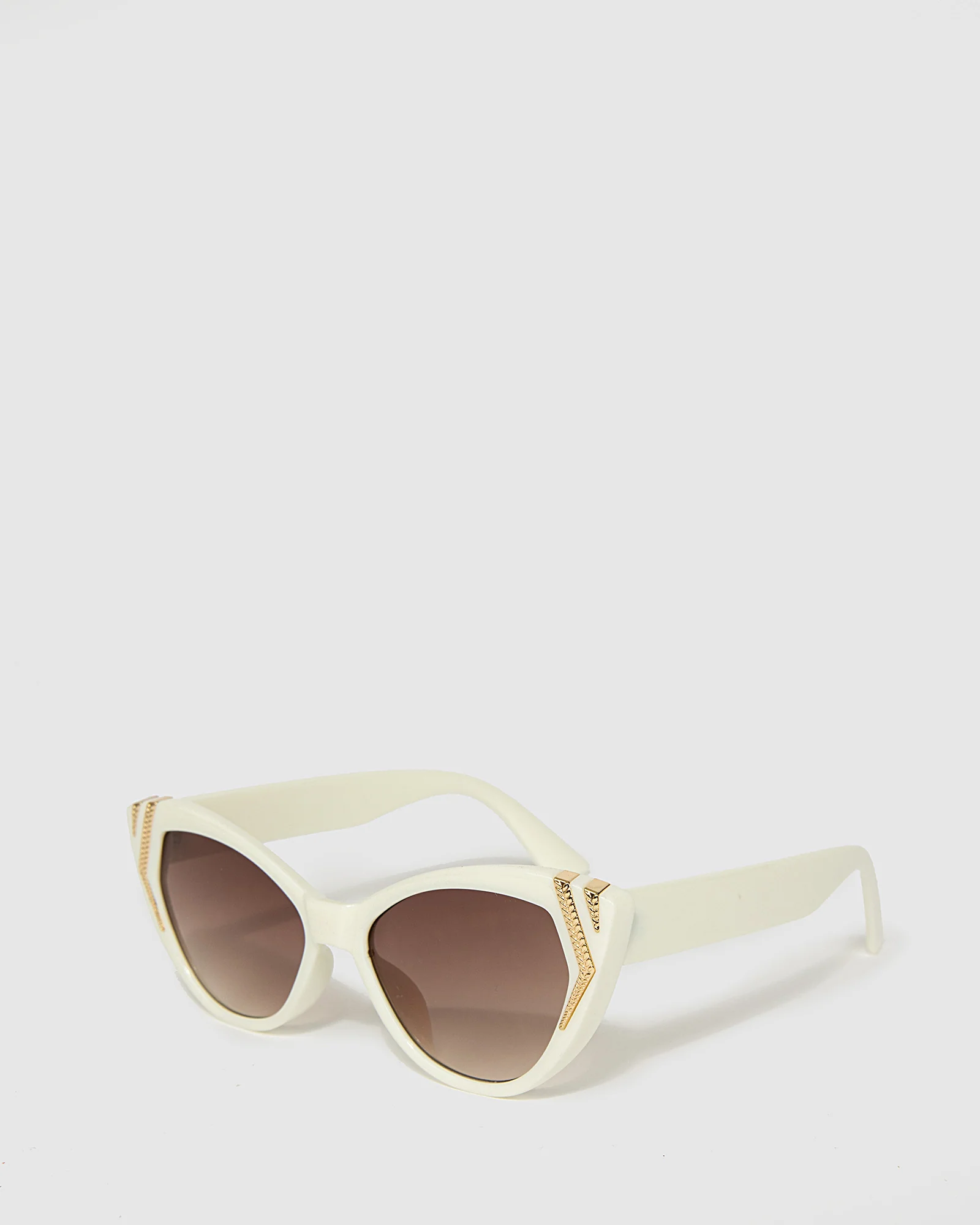 Gold Embellished Cat Eye Sunglasses - White - Image 2