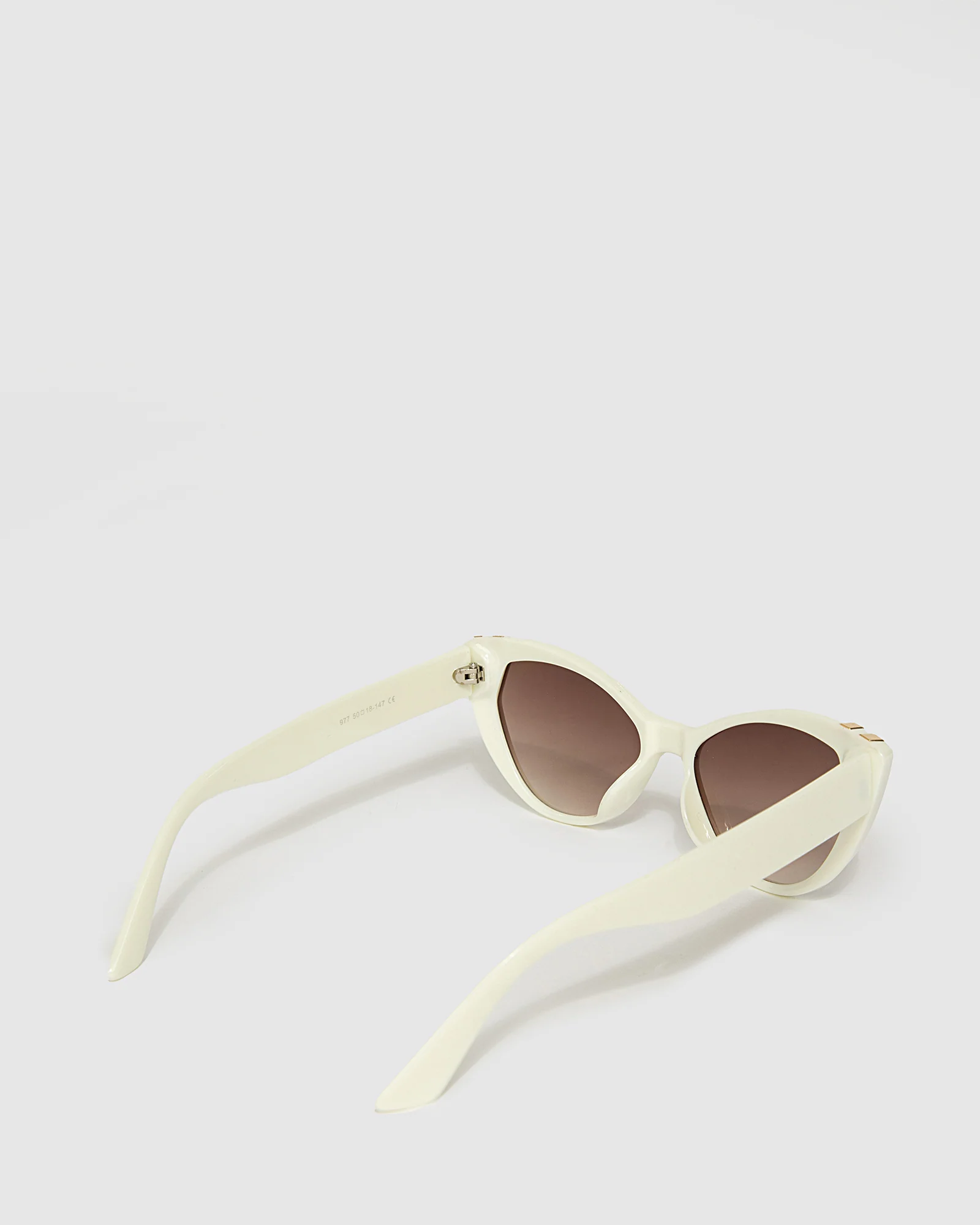 Gold Embellished Cat Eye Sunglasses - White - Image 3