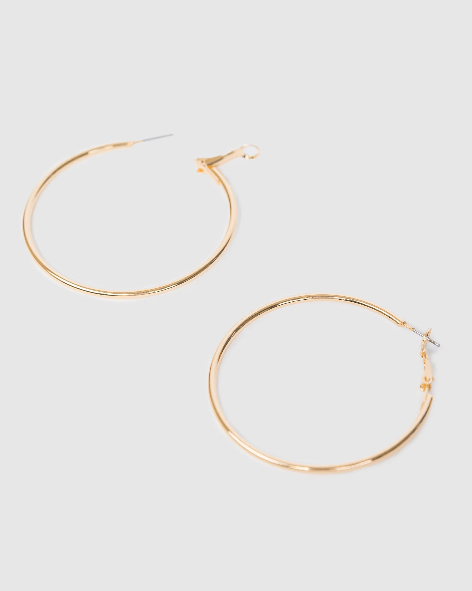 Gold Fine Hoop Earrings - 50mm - Image 2