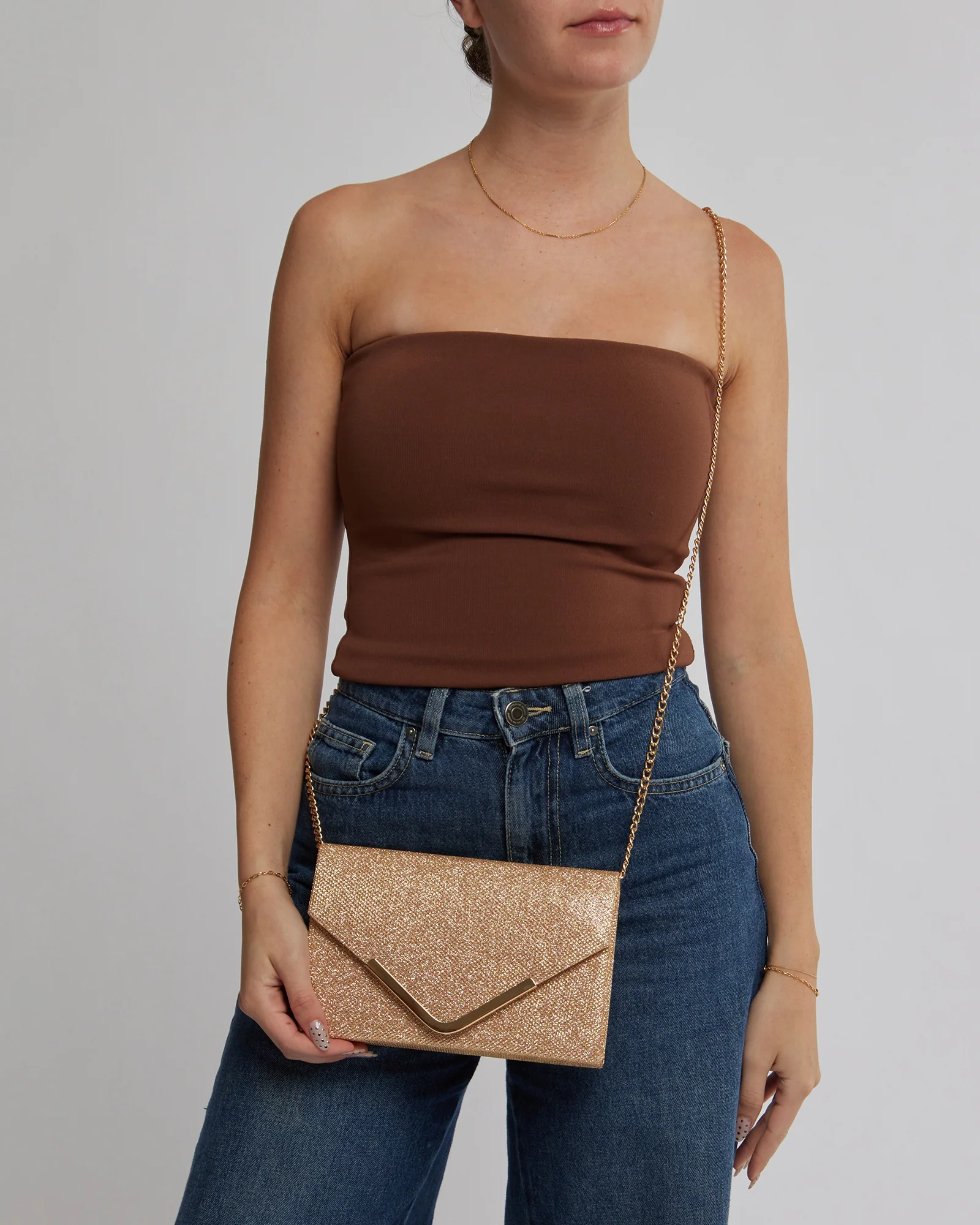 Gold Lila Envelope Clutch Bag - Image 3