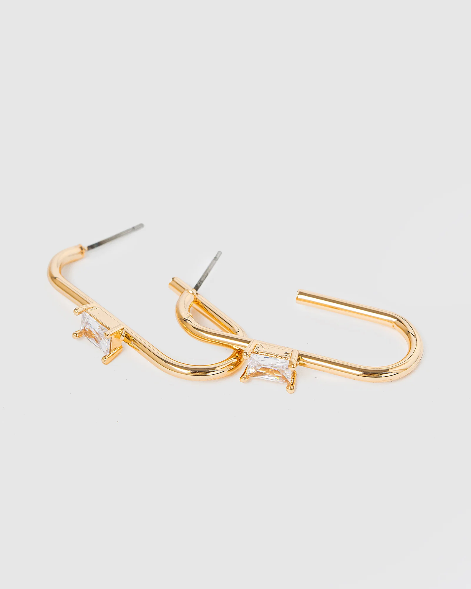 Gold Rounded Hoop Crystal Earrings - Image 3
