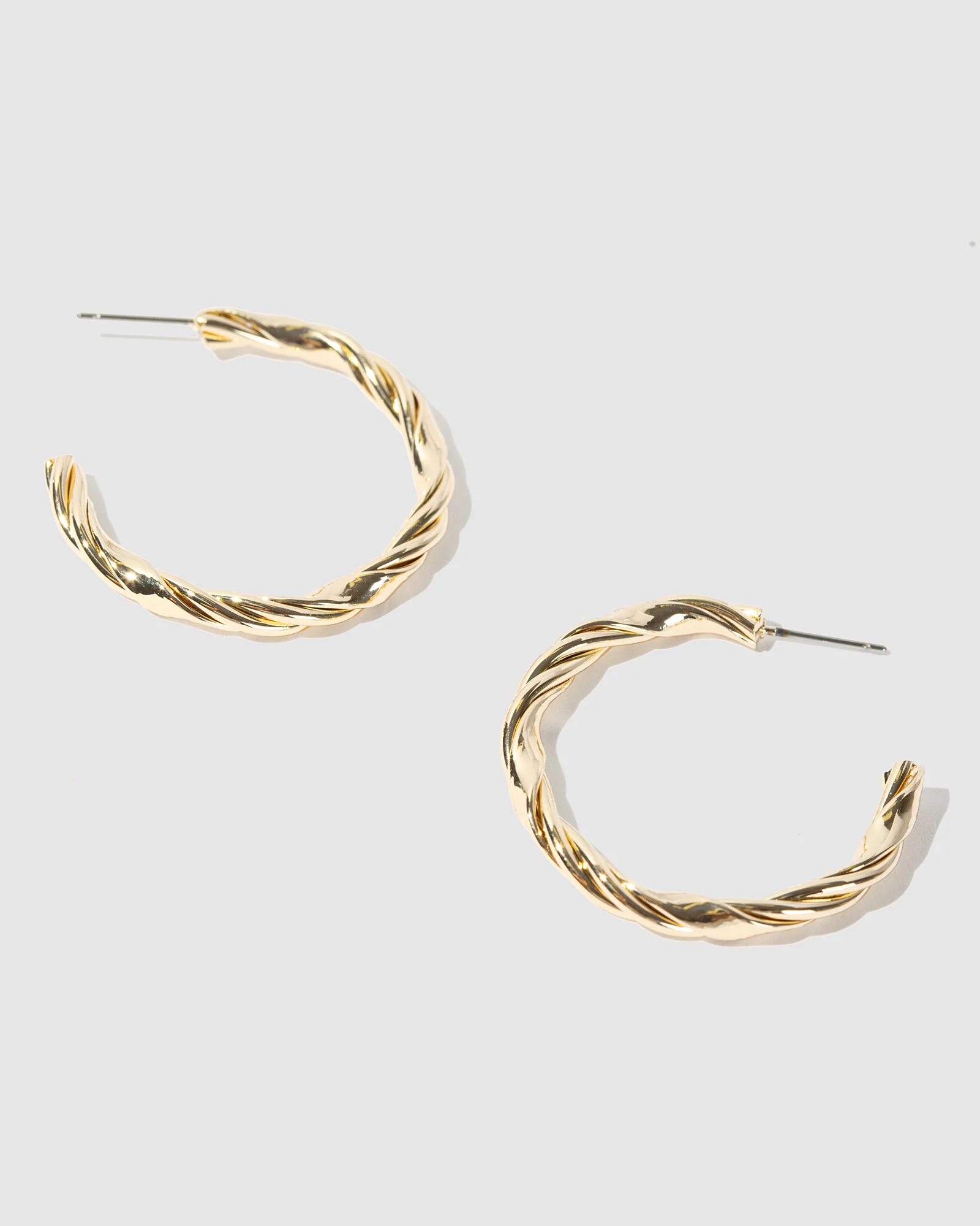Gold Thin Line Detail Hoop Earrings - Image 2