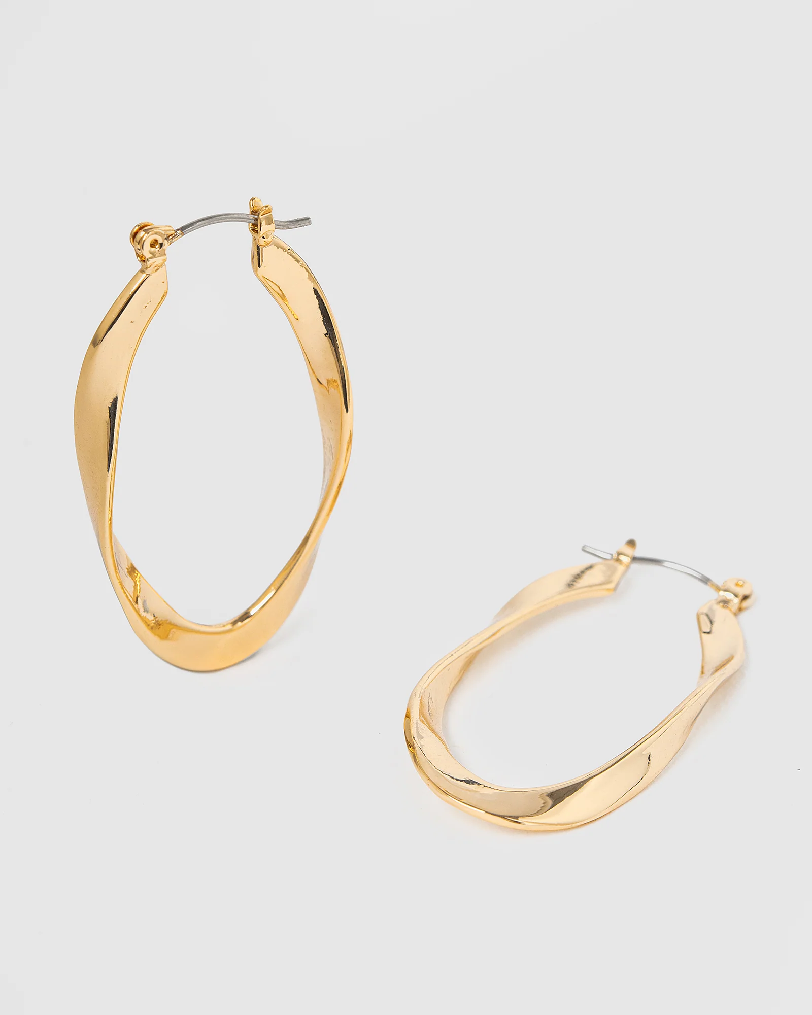 Gold Twisted Wave Hoop Earrings