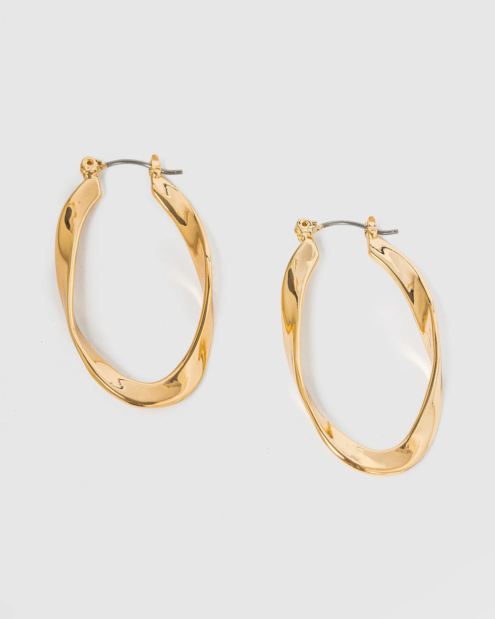 Gold Twisted Wave Hoop Earrings - Image 2