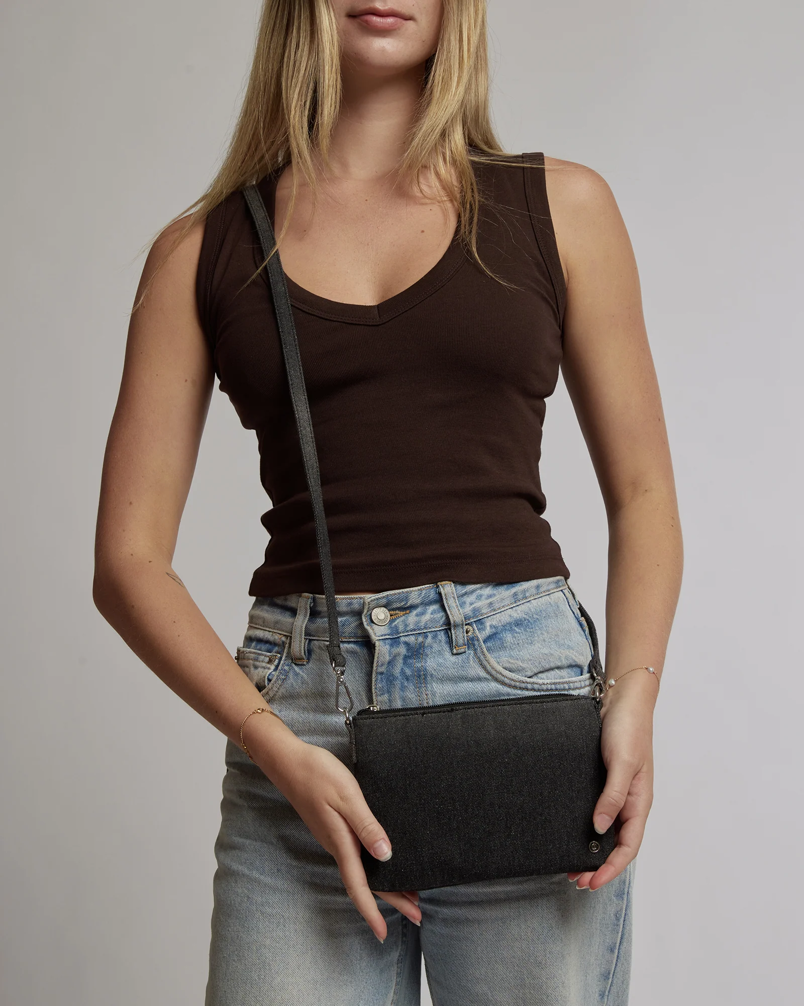 Grey Mary Kate Denim Crossbody - Image 2