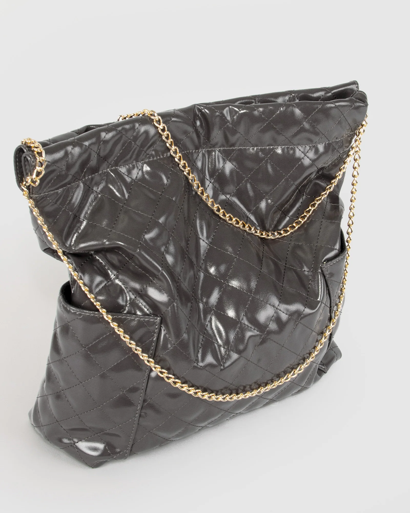 Grey Zara Slouch Quilt Tote - Image 6