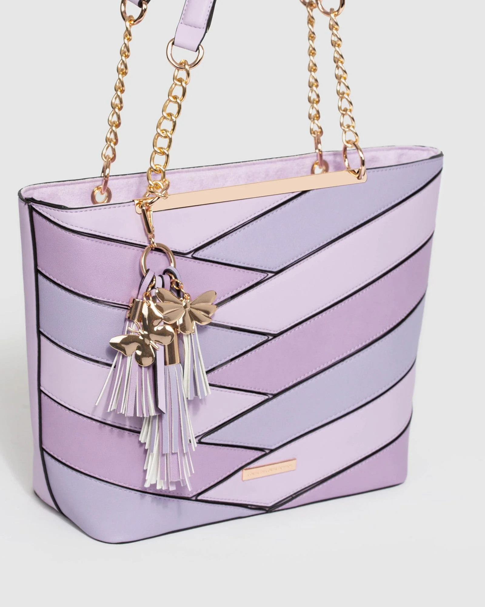 Purple Makayla Panelled Tote Bag - Image 3