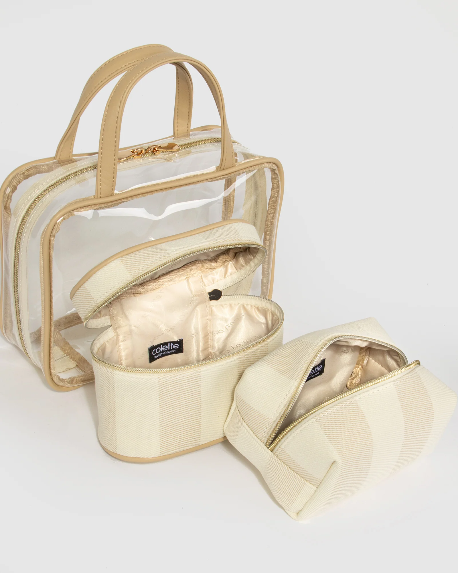Natural Three Piece Clear Cosmetic Case - Image 4