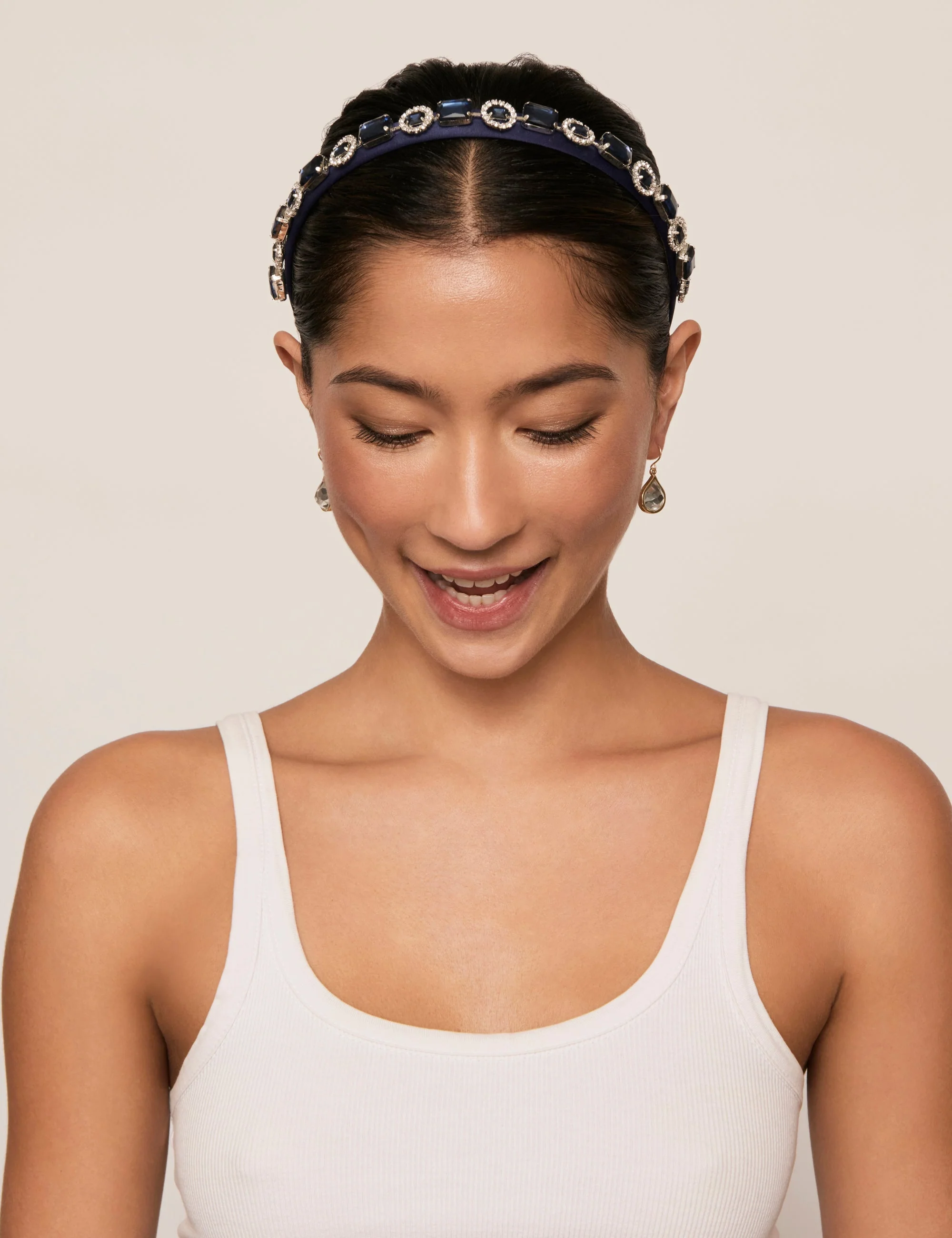 Navy Bejewelled Narrow Headband - Image 4