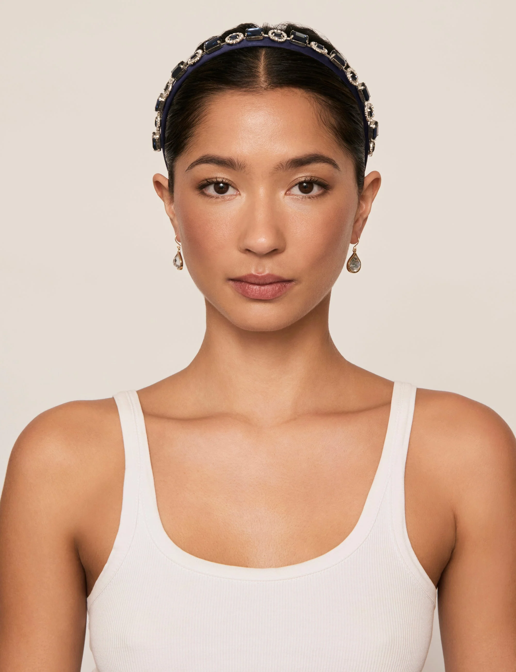 Navy Bejewelled Narrow Headband - Image 5