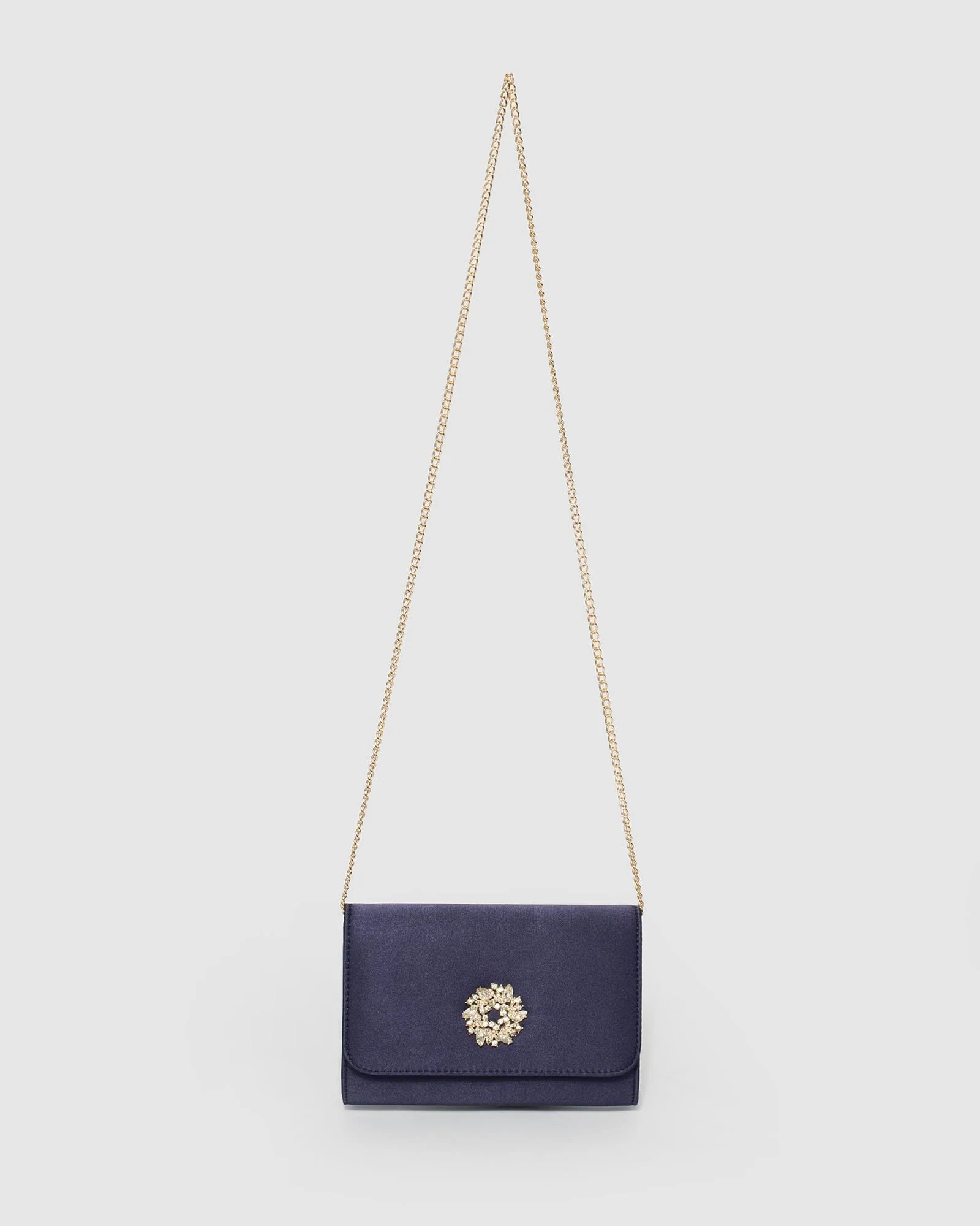 Navy Blue Lulu Crystal Clutch Bag - Image 3