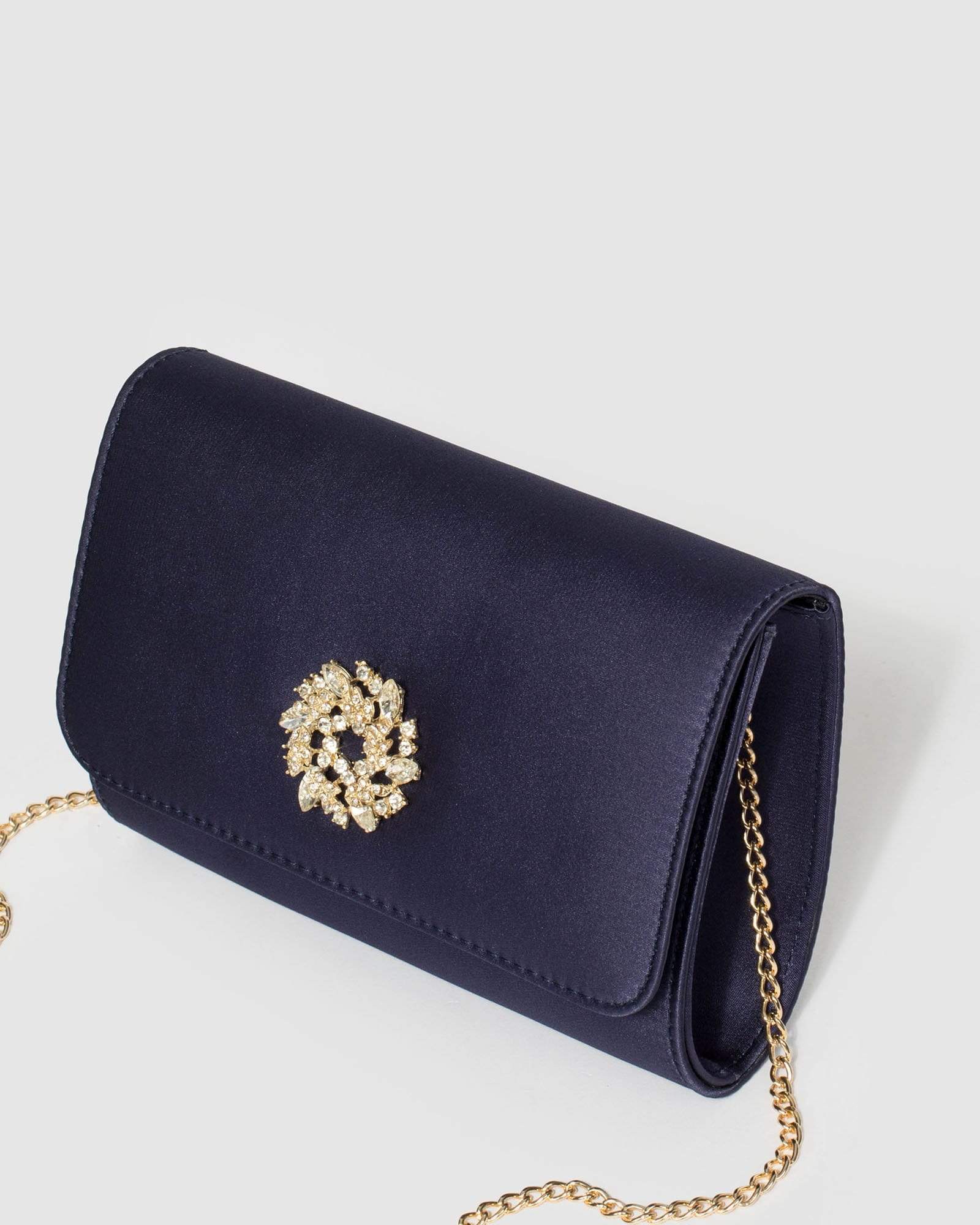 Navy Blue Lulu Crystal Clutch Bag - Image 5