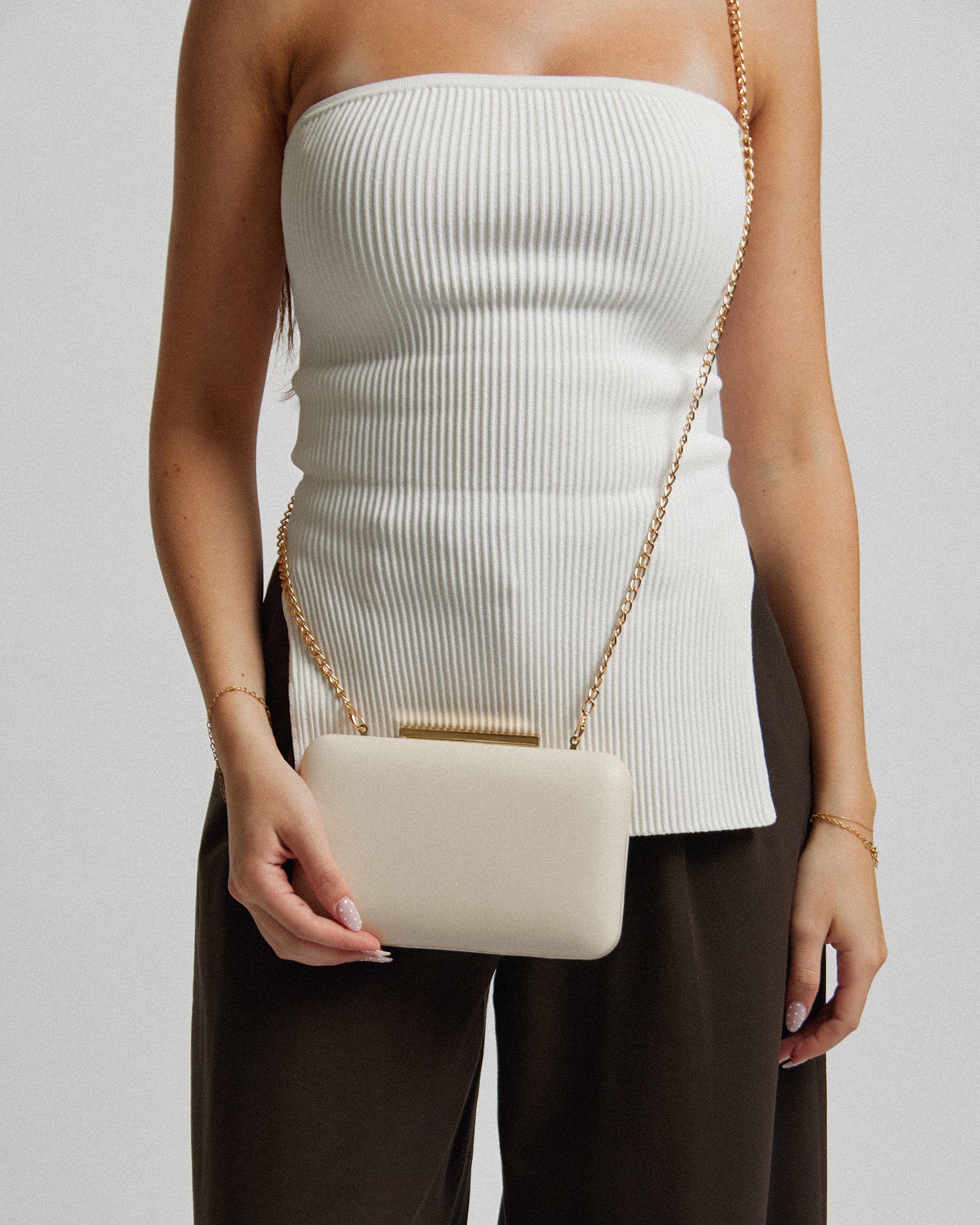 Ivory Cassie Rectangle Hardcase Clutch Bag - Image 7