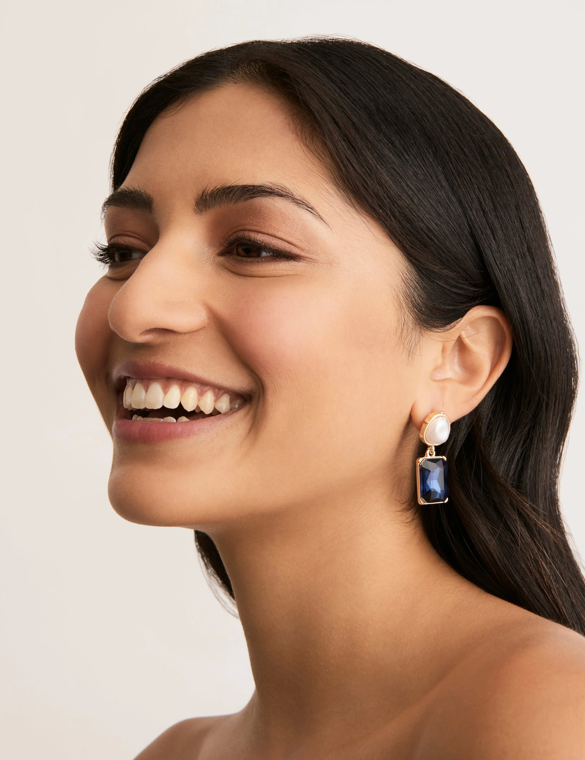 PEARLINE RECTANGLE STONE EARRING - Image 2
