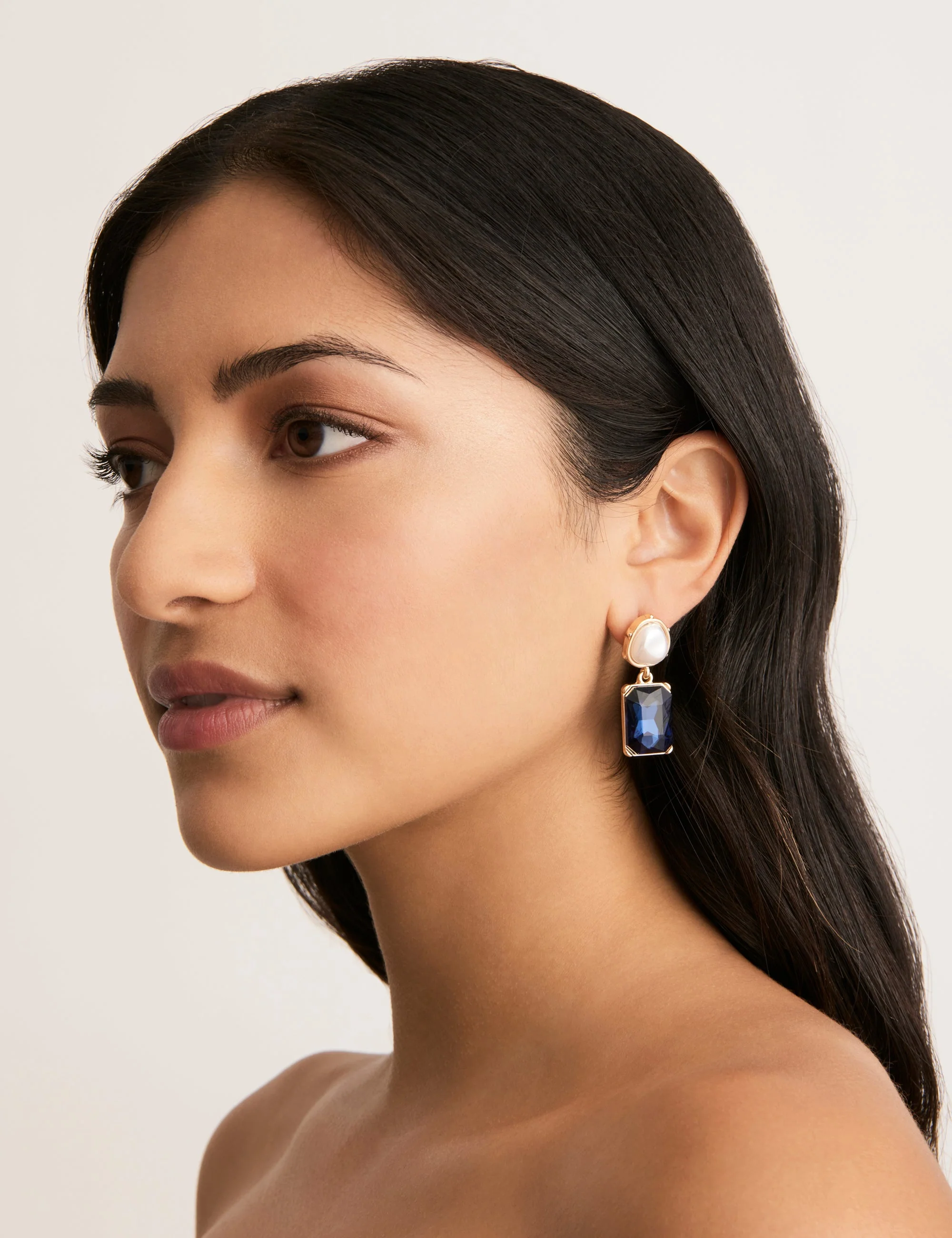 PEARLINE RECTANGLE STONE EARRING - Image 5