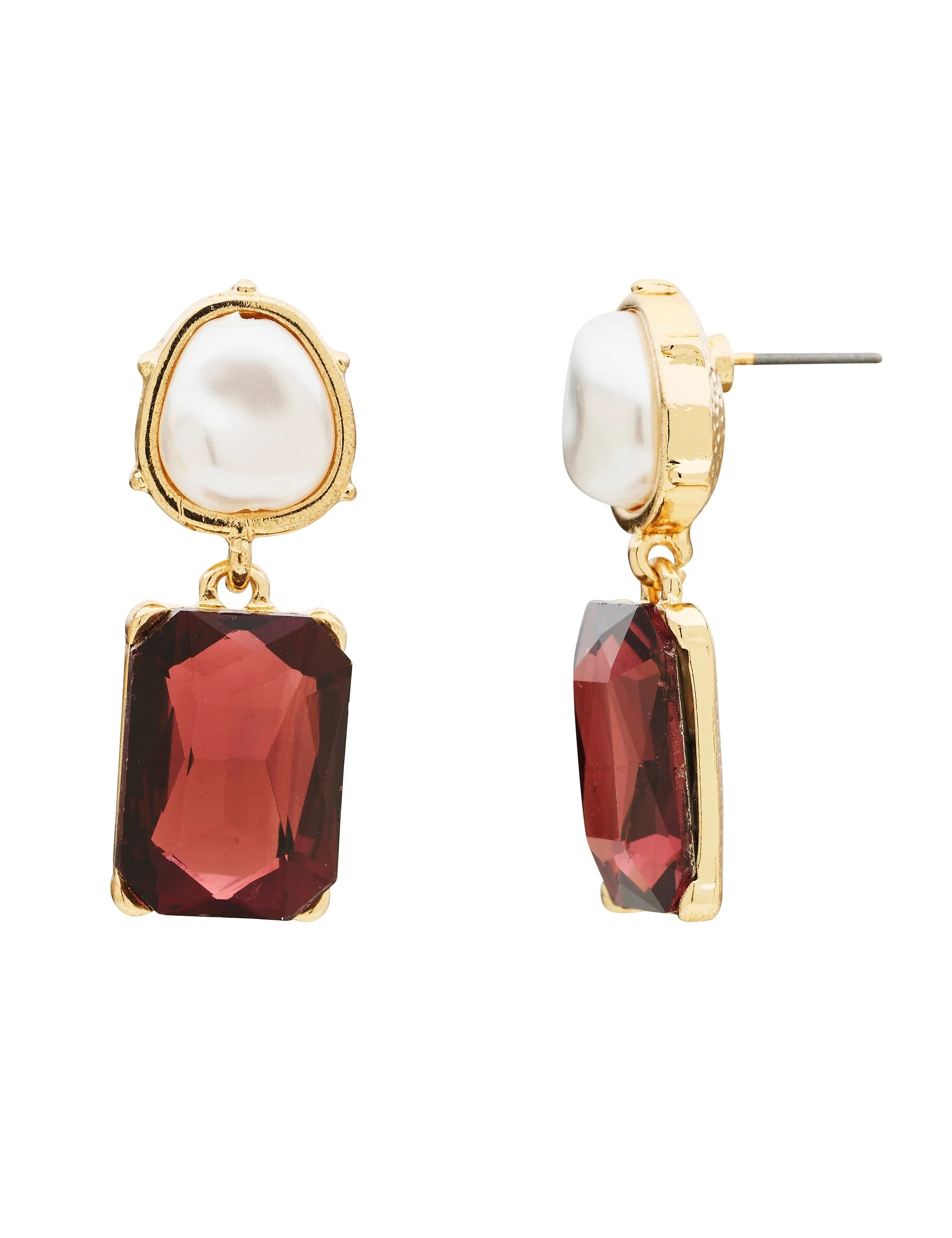 PEARLINE RECTANGLE STONE EARRING - Image 3