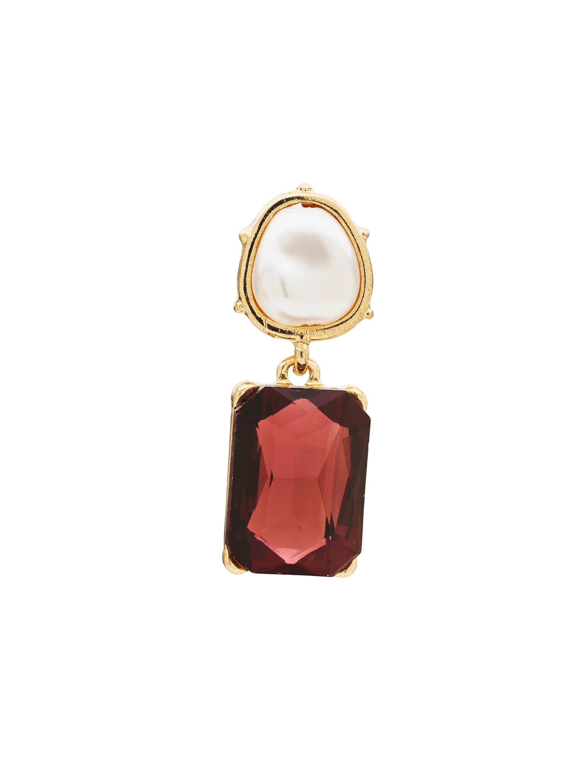 PEARLINE RECTANGLE STONE EARRING - Image 4