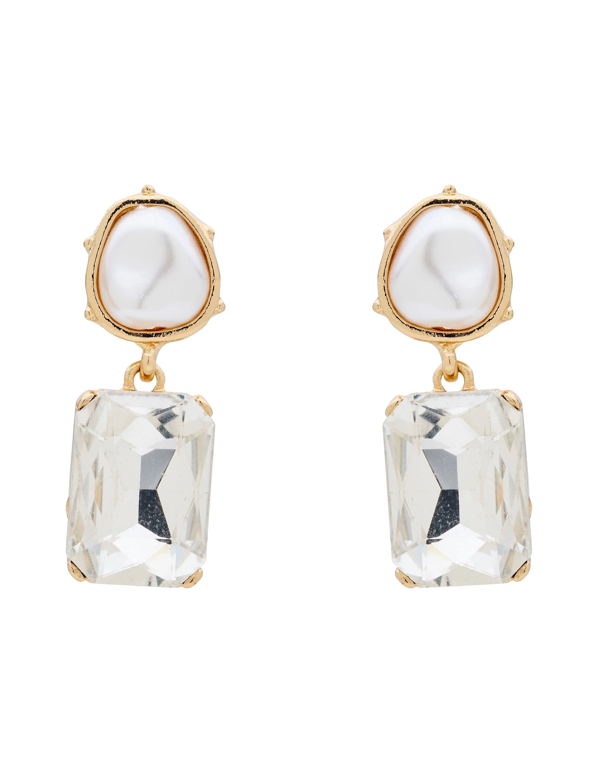 PEARLINE RECTANGLE STONE EARRING