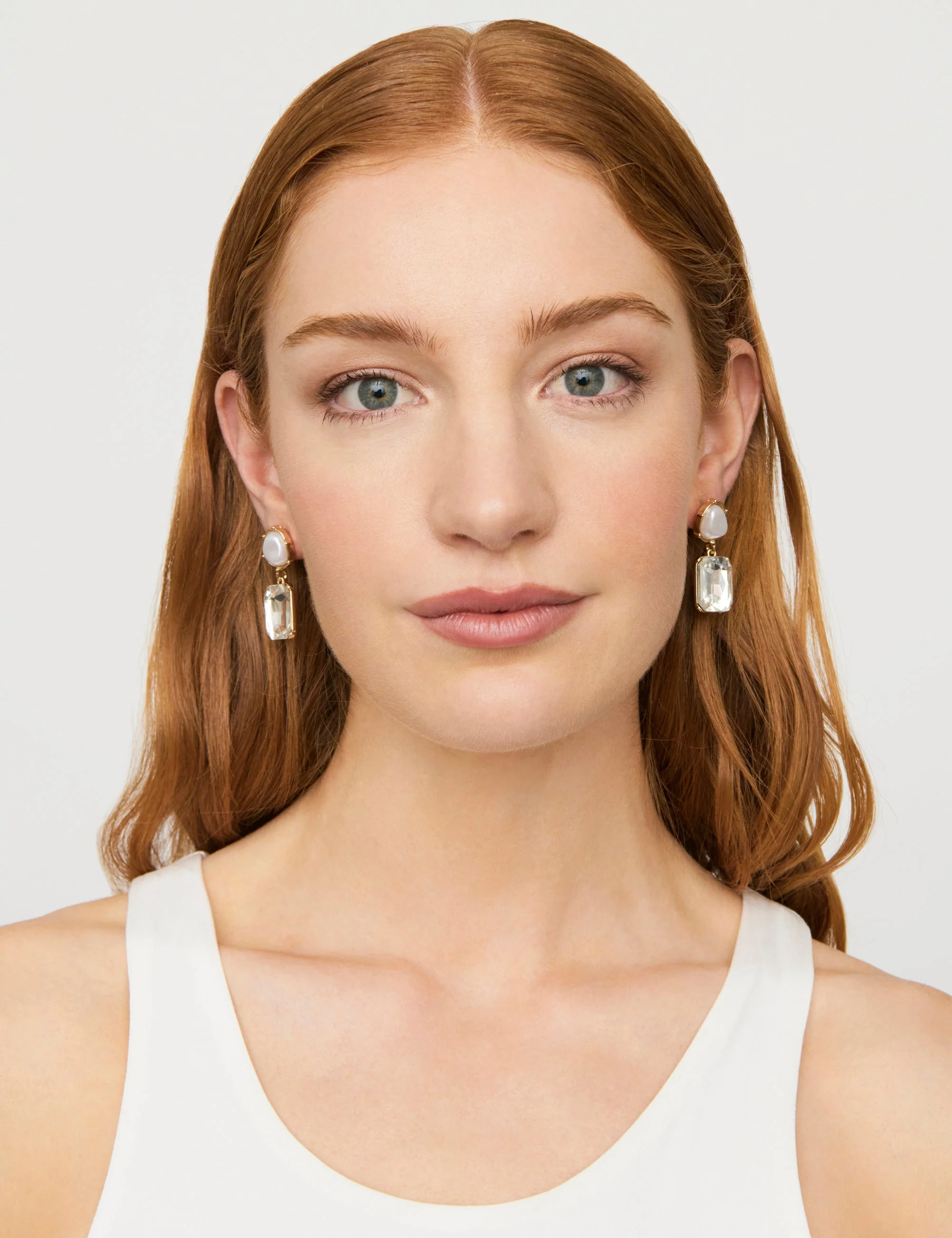 PEARLINE RECTANGLE STONE EARRING - Image 2