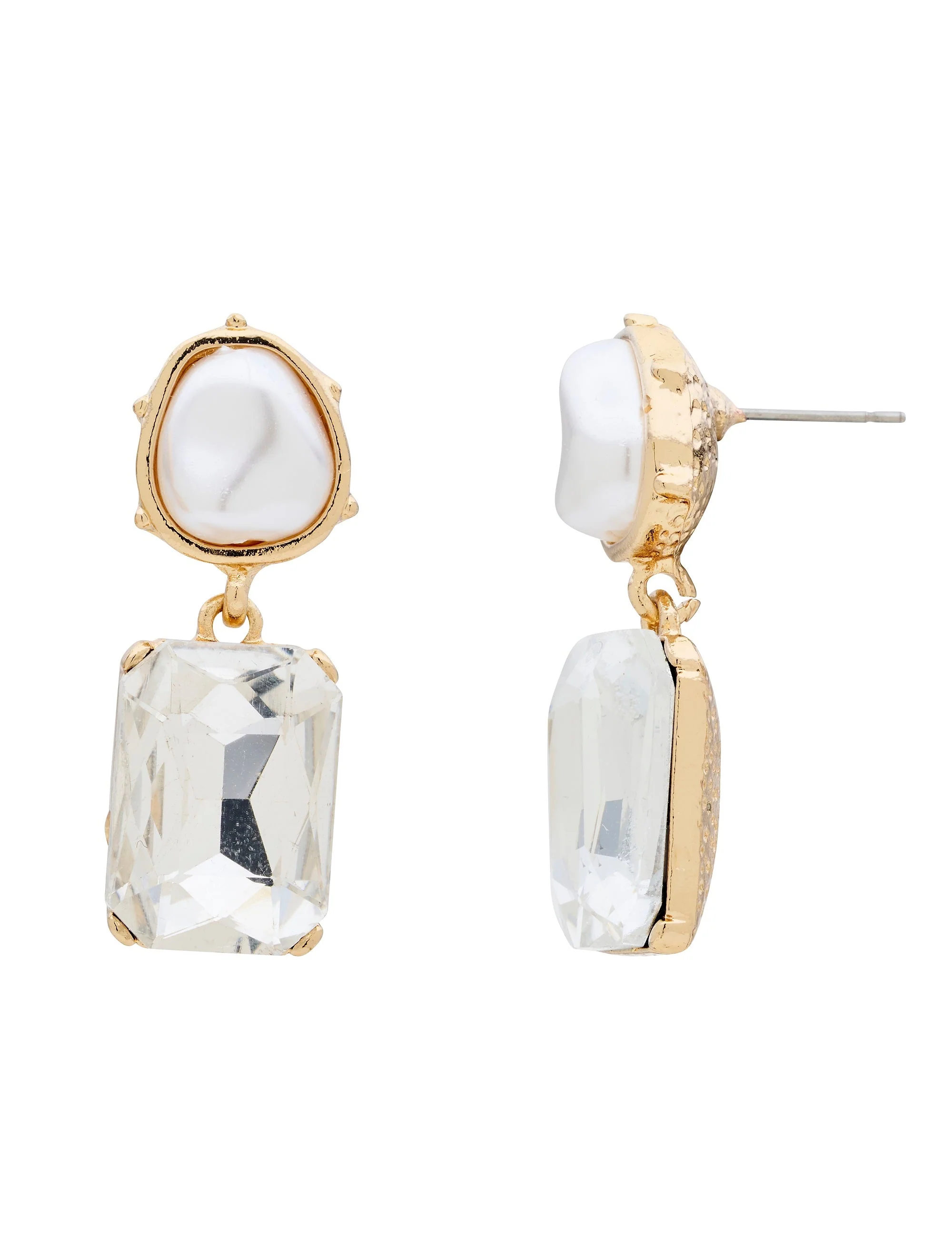 PEARLINE RECTANGLE STONE EARRING - Image 3