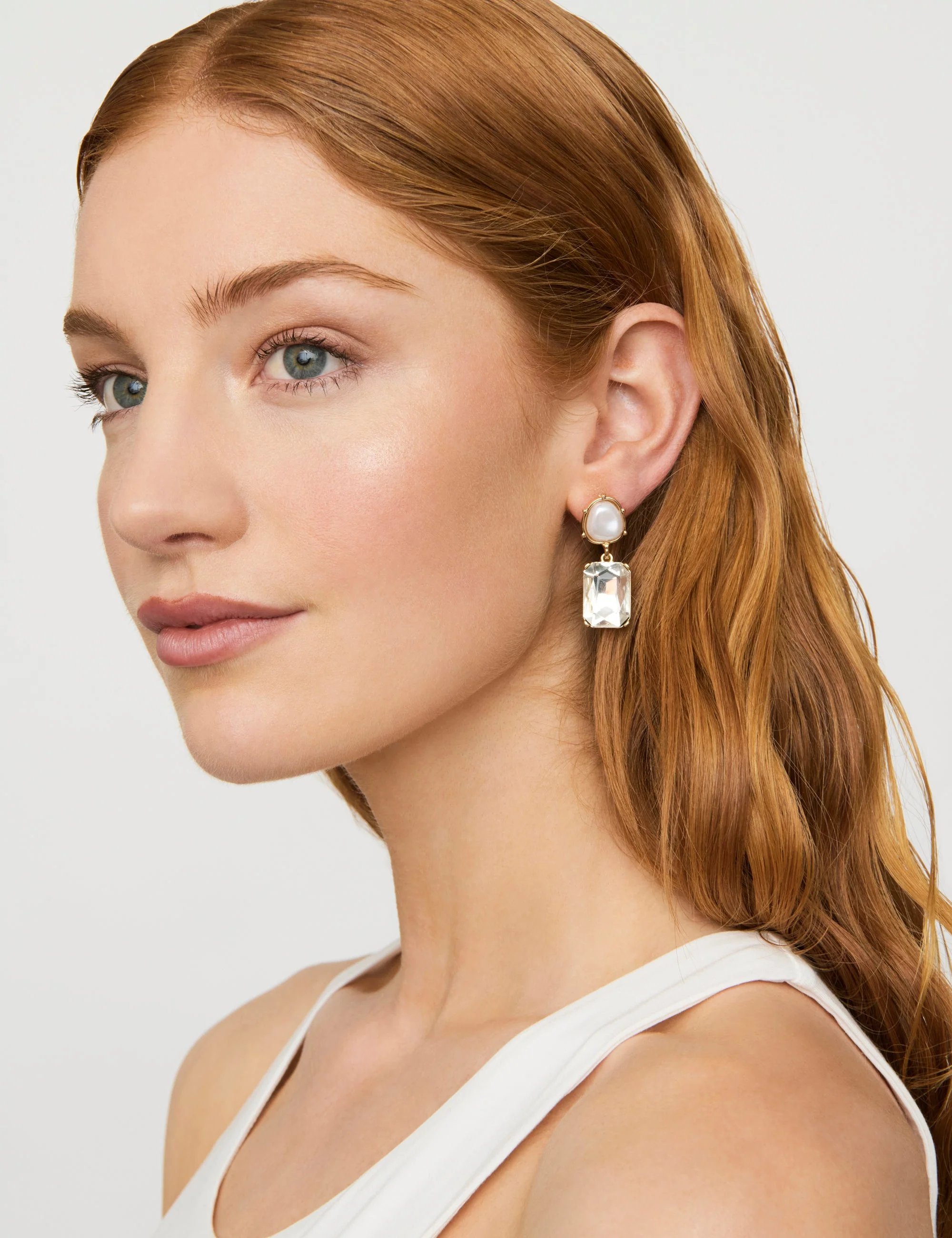PEARLINE RECTANGLE STONE EARRING - Image 6