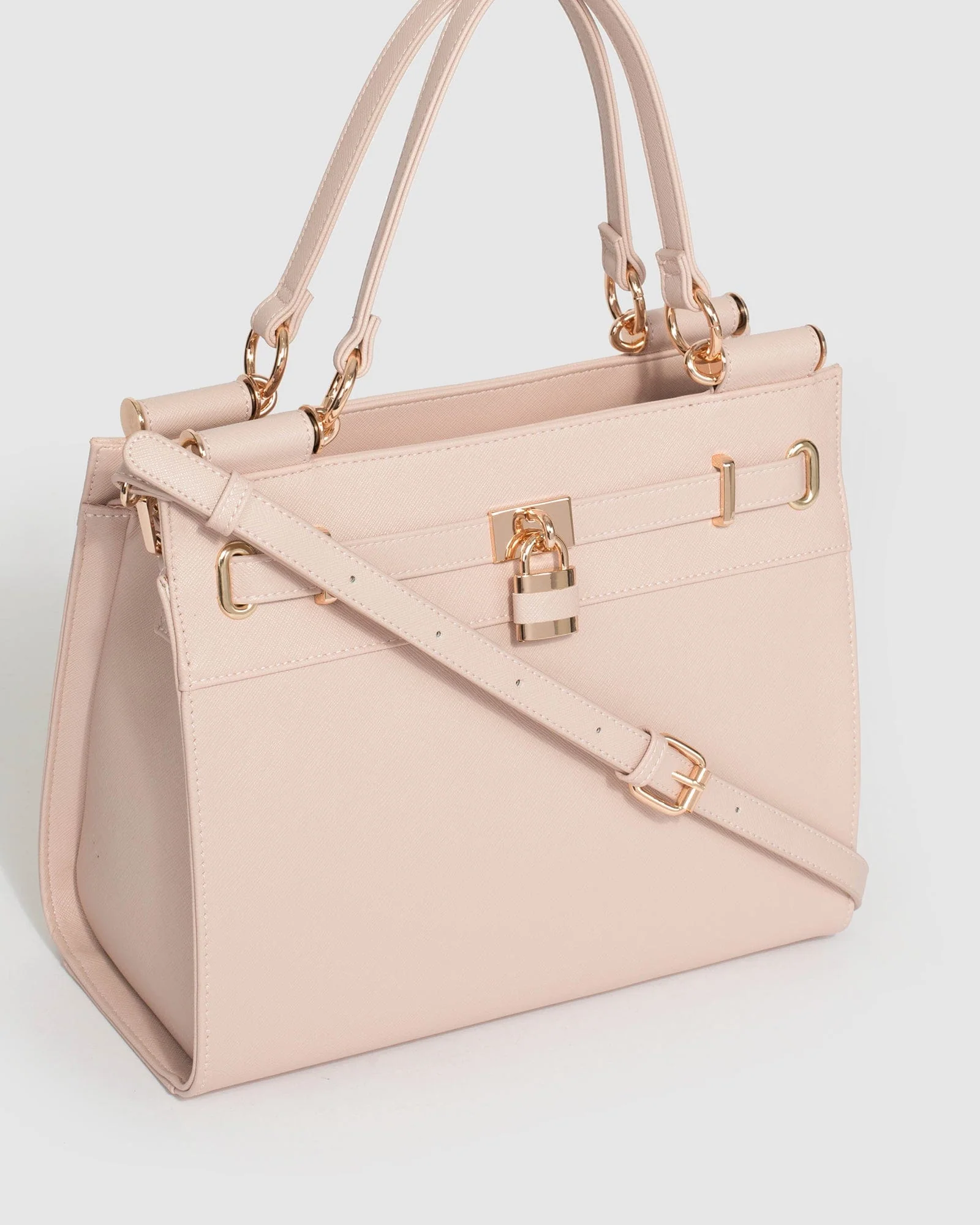 Pink Stephanie Square Lock Tote Bag - Image 3
