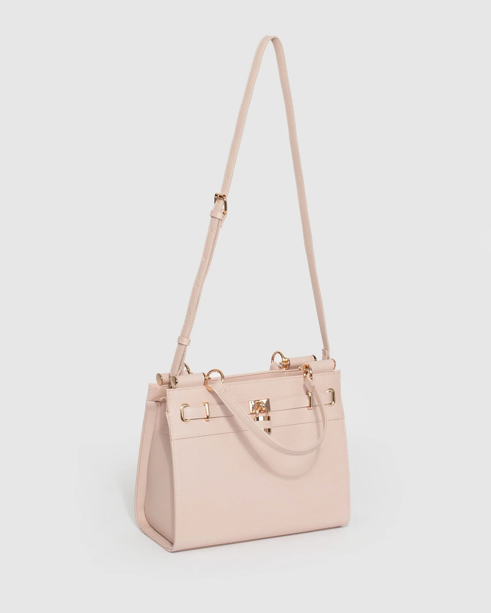Pink Stephanie Square Lock Tote Bag - Image 4