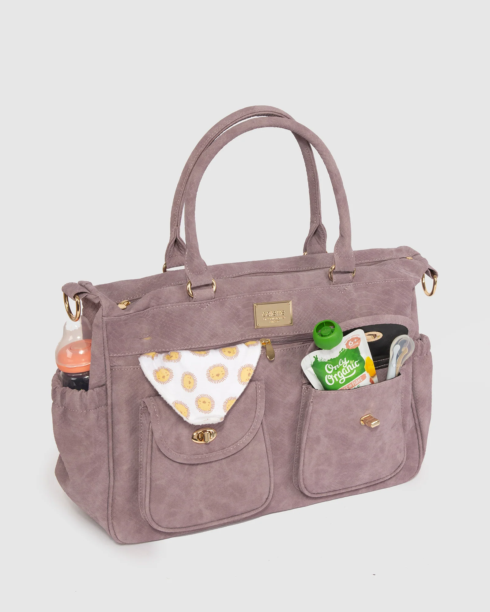 Purple Double Pocket Baby Tote - Image 4