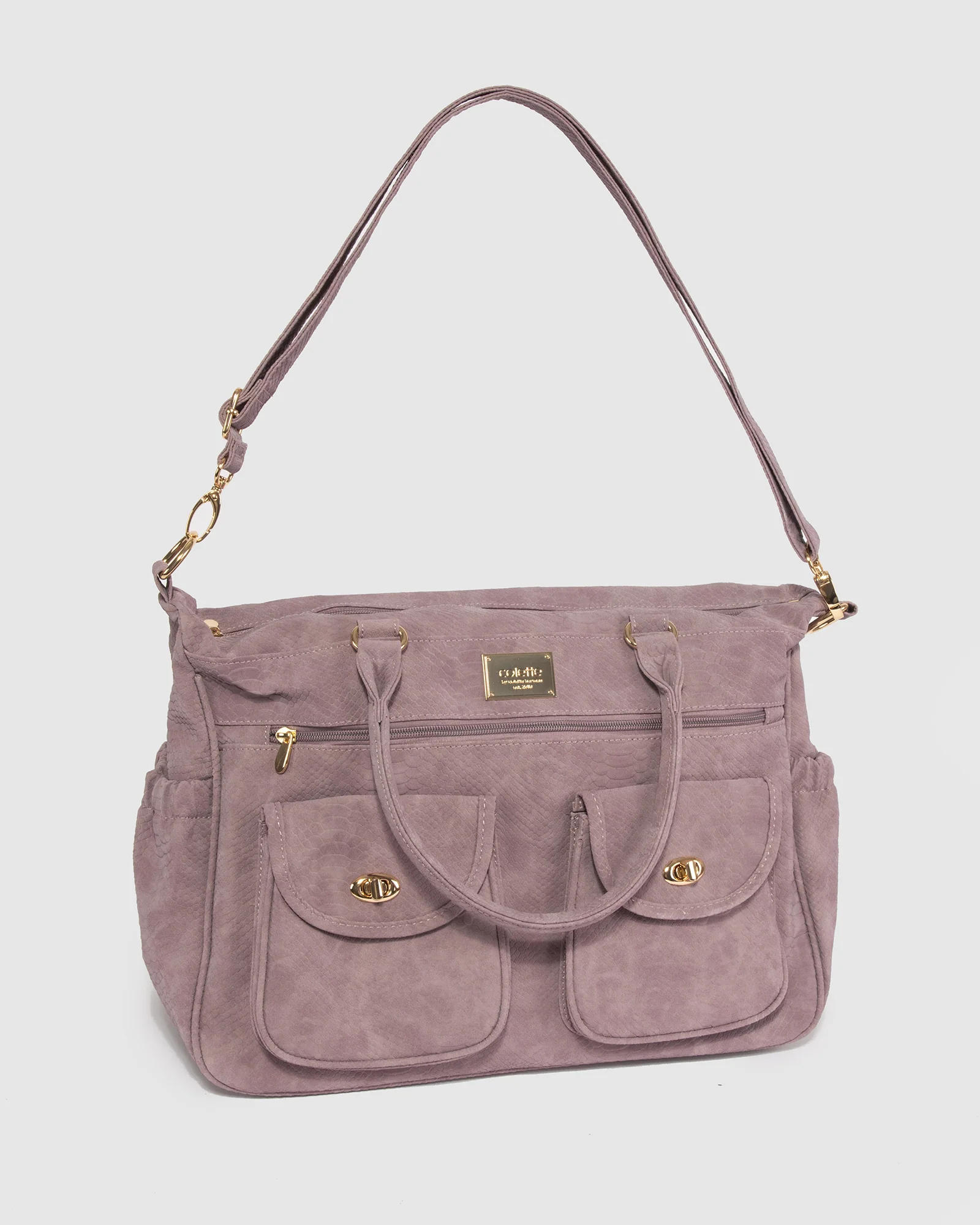 Purple Double Pocket Baby Tote - Image 5