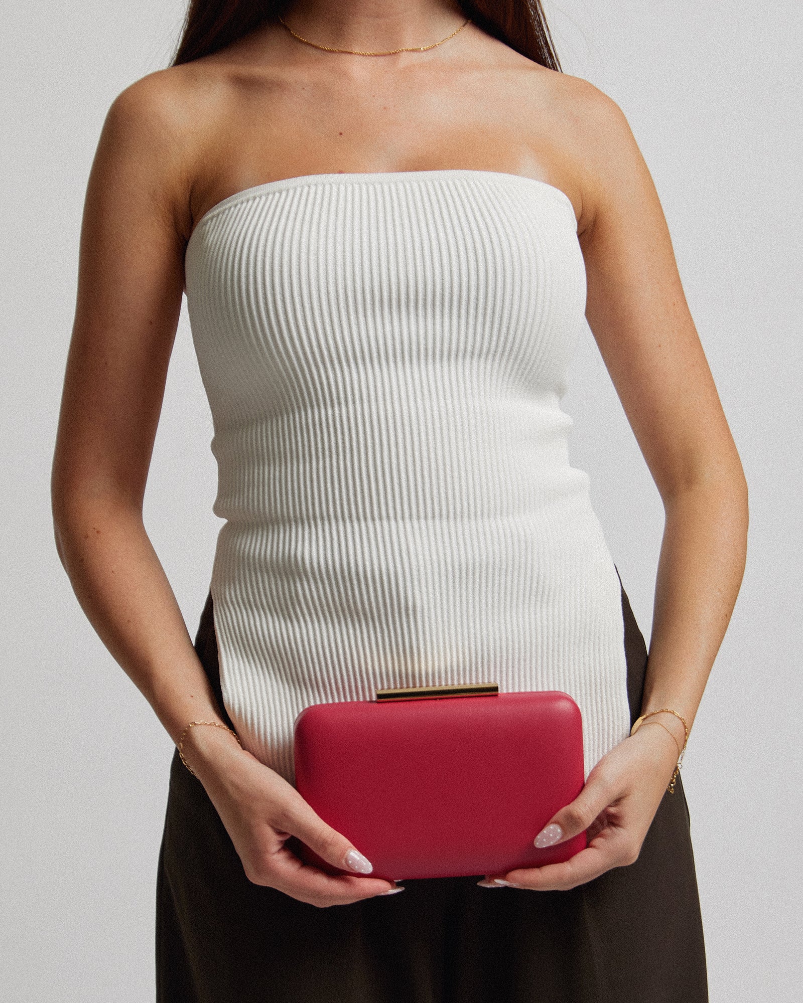 Red Cassie Rectangle Hardcase Clutch Bag - Image 2
