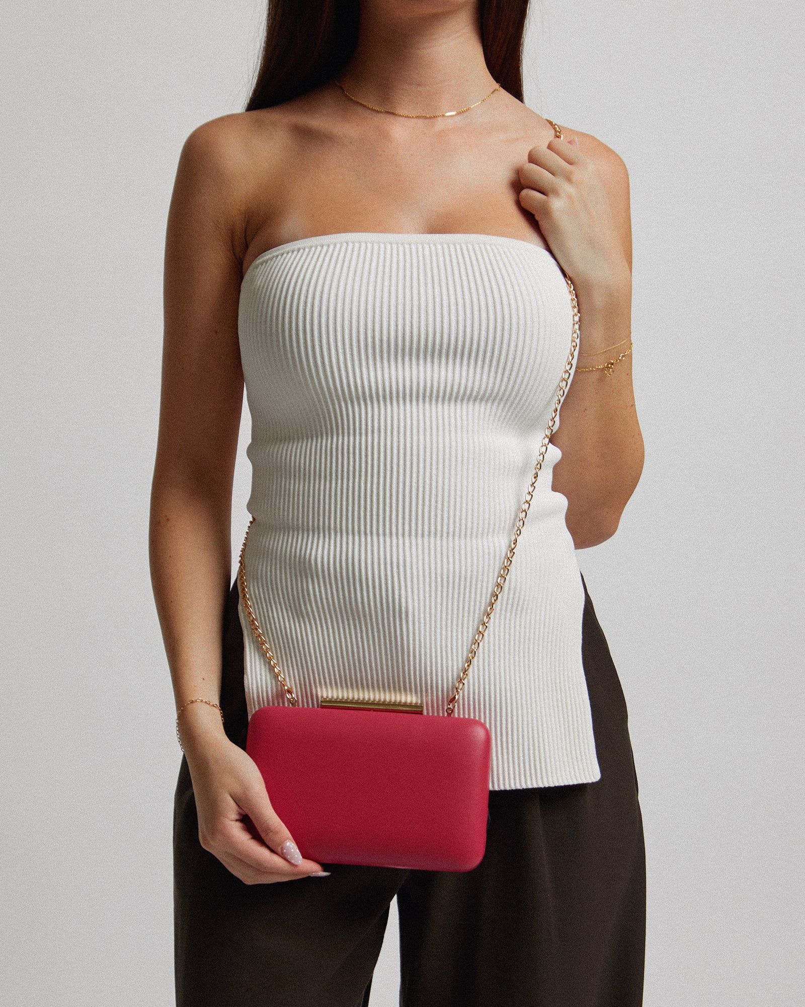 Red Cassie Rectangle Hardcase Clutch Bag - Image 7