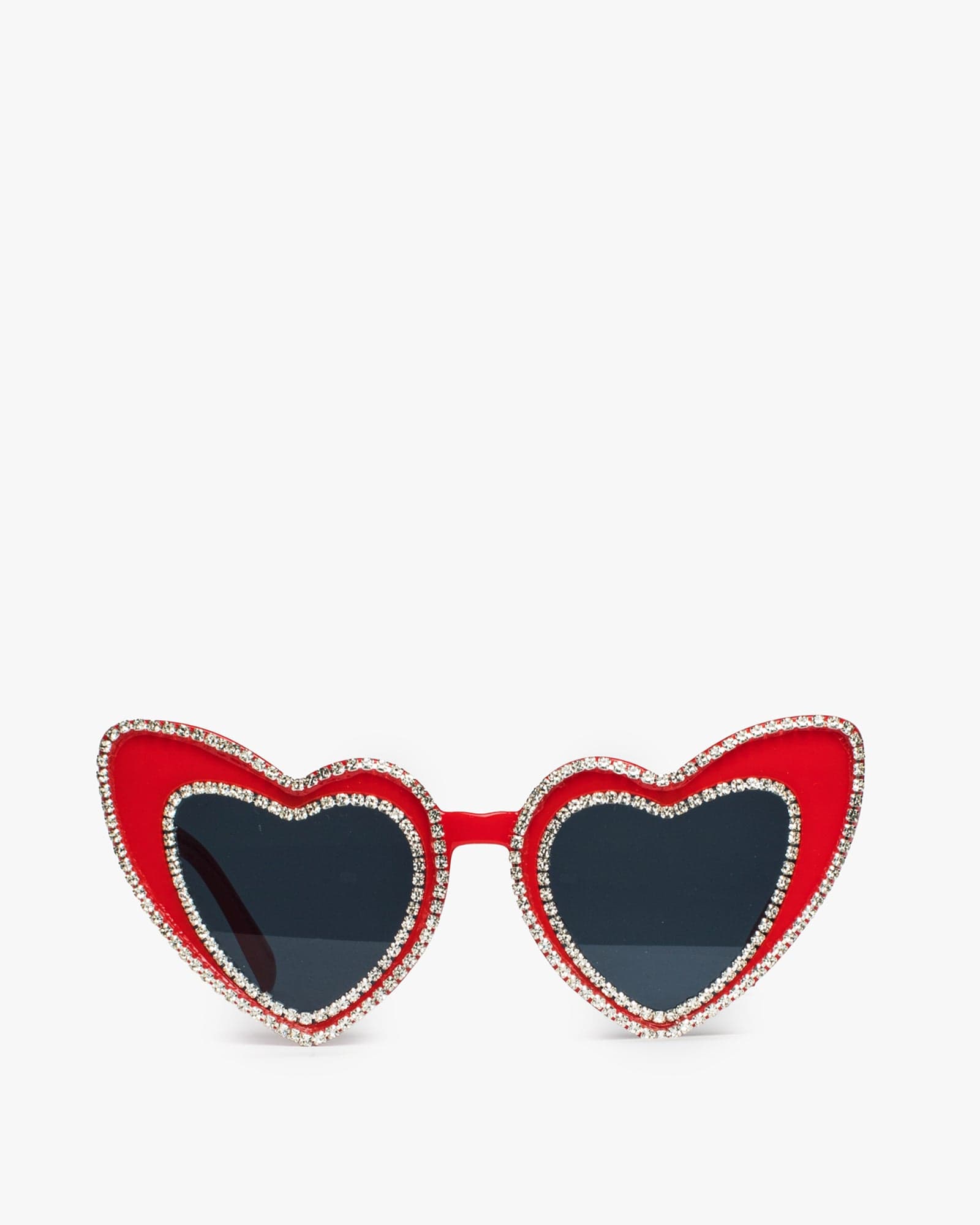 Red Double Rhinestone Heart Sunglasses