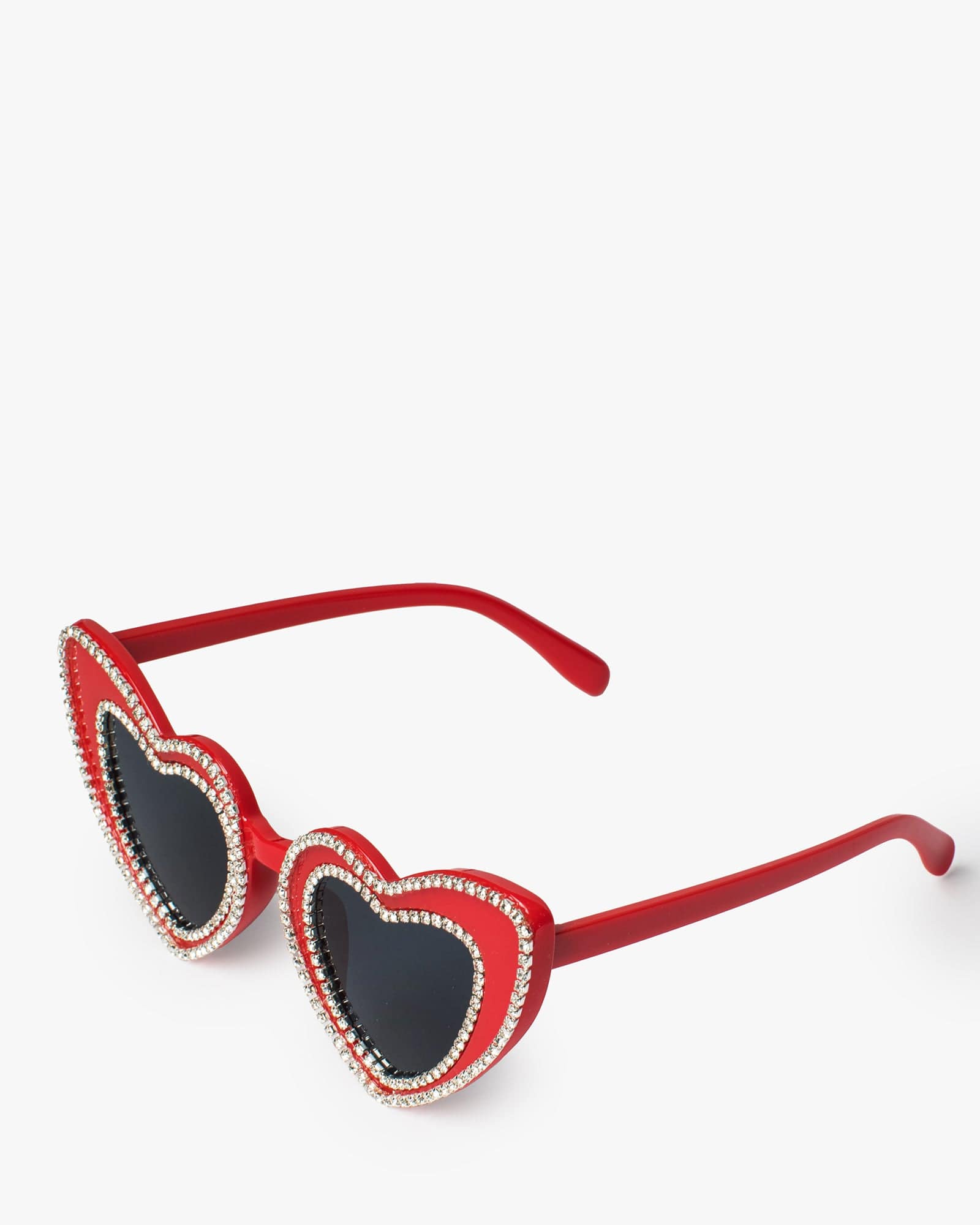 Red Double Rhinestone Heart Sunglasses - Image 2