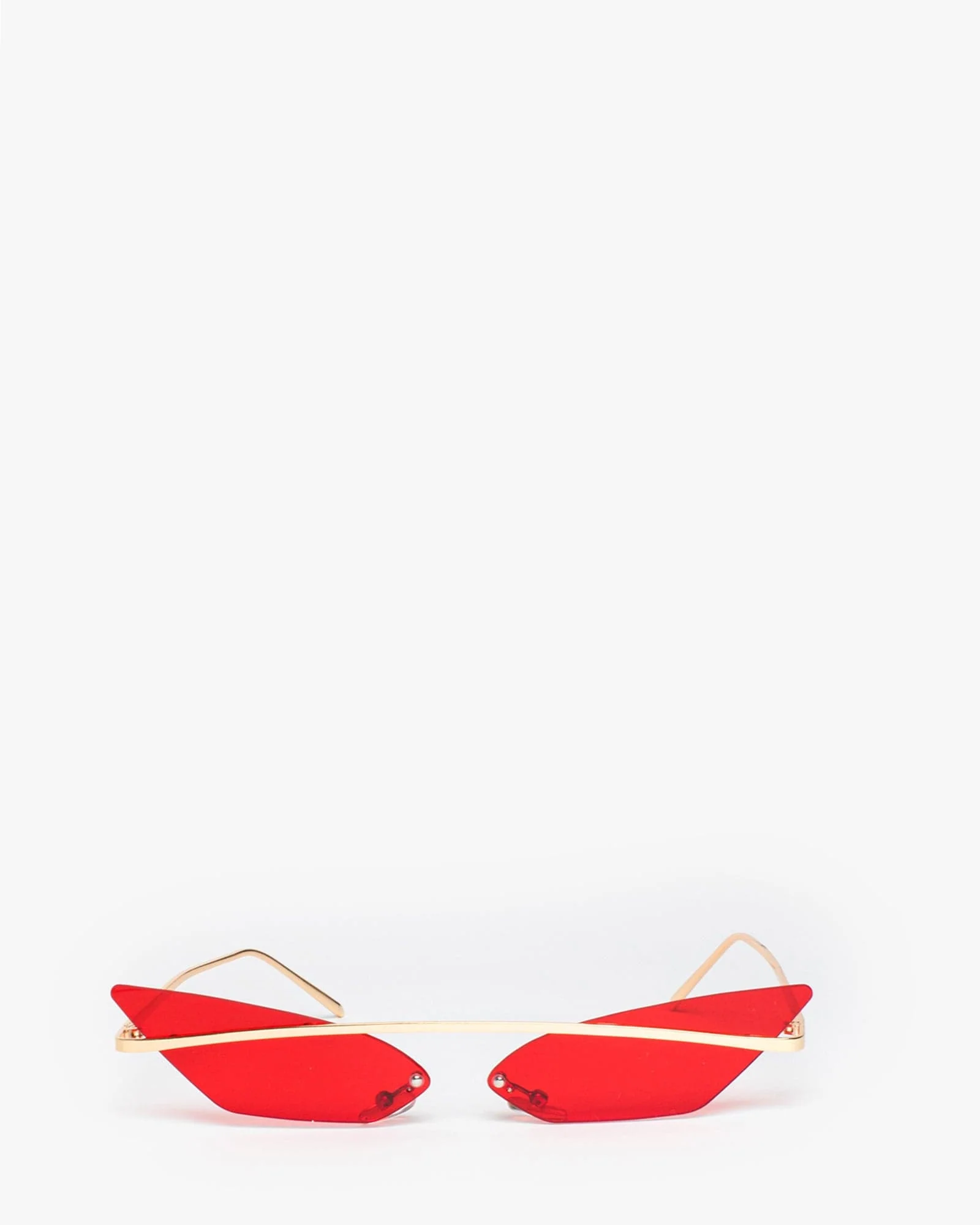 Red Pointed Cat-Eye Metal Frame Sunglasses - Image 2