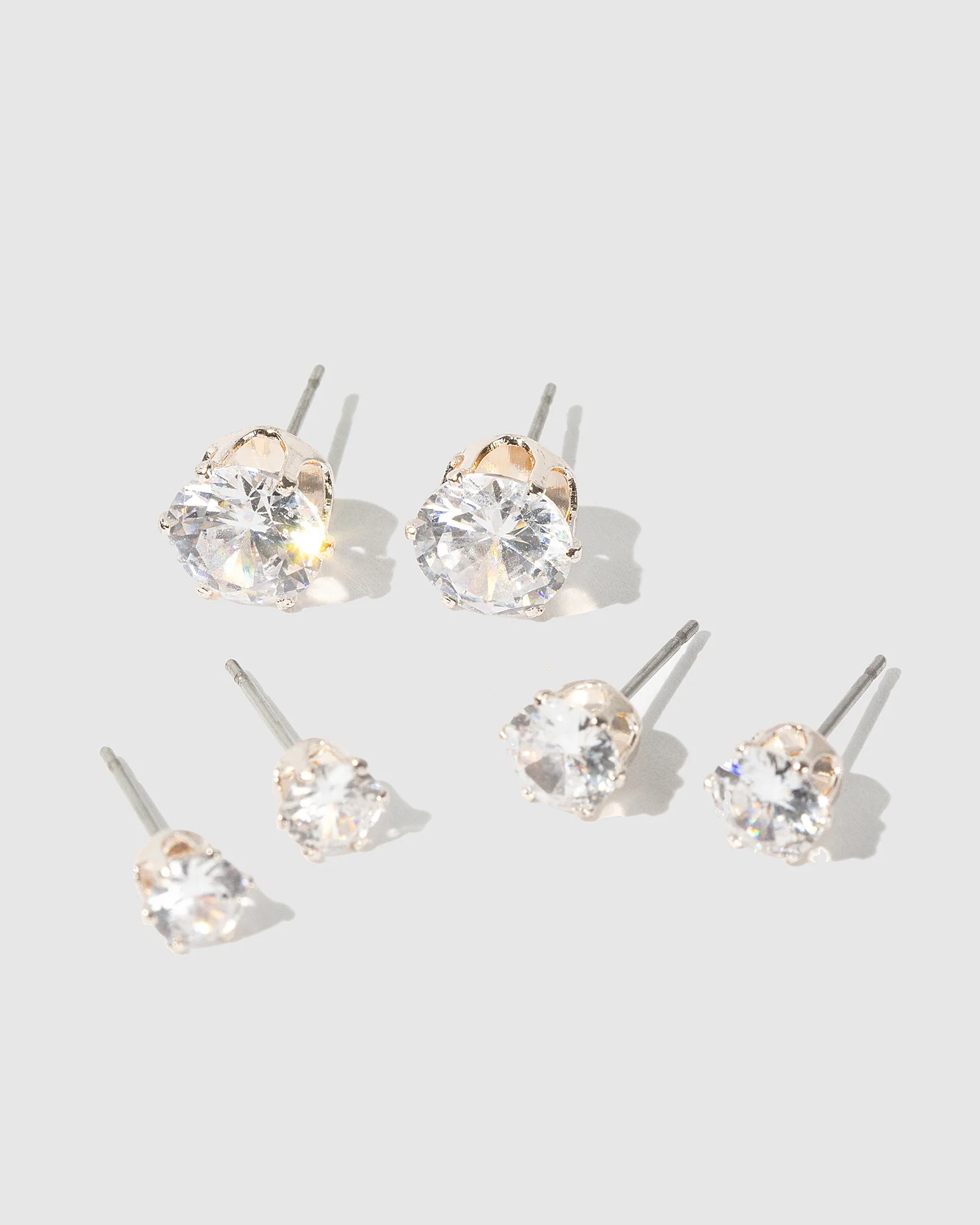 Rose Gold 3 Pack Round Stud Earrings - Image 3
