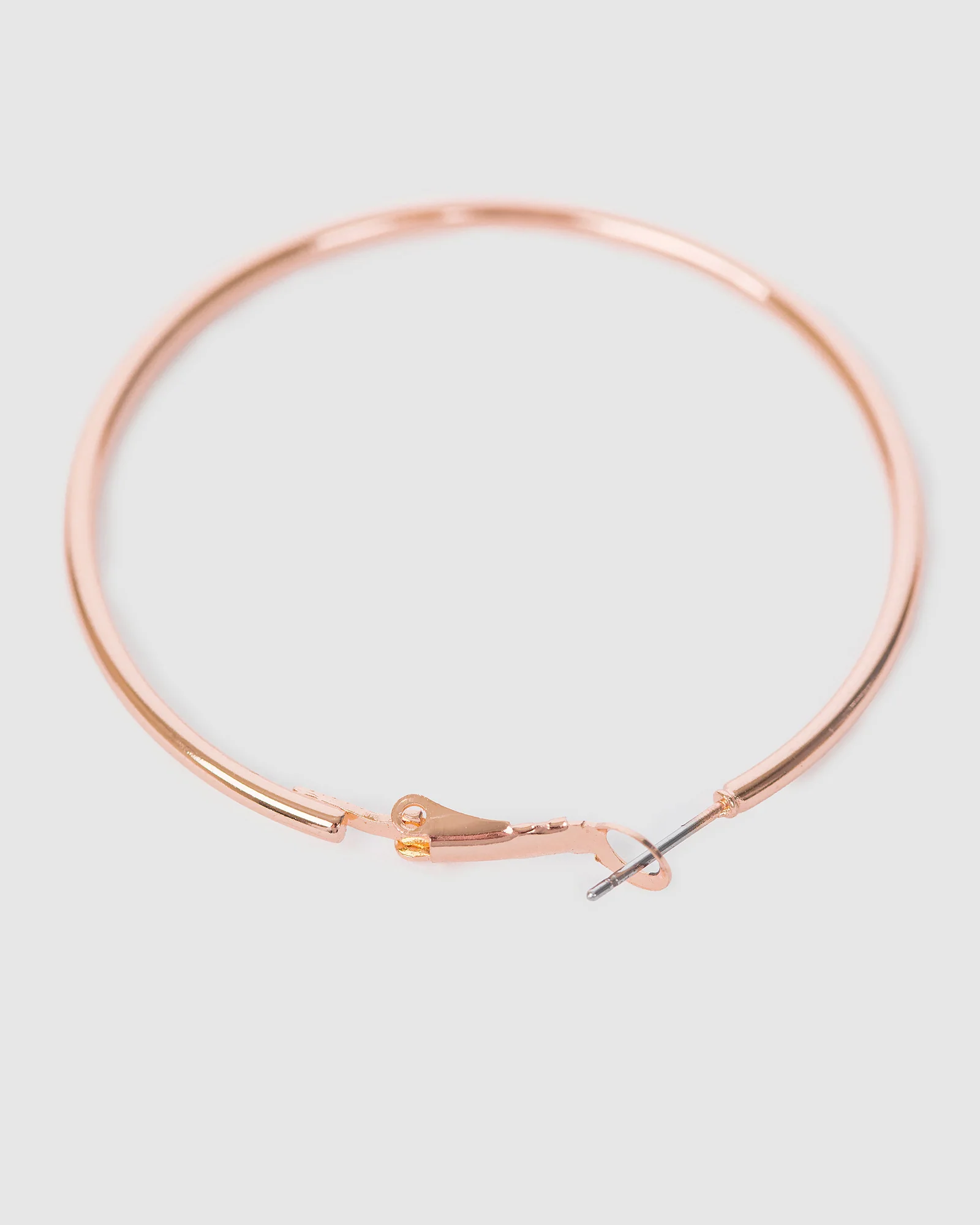 Rose Gold Fine Hoop Earrings - 50mm - Image 3