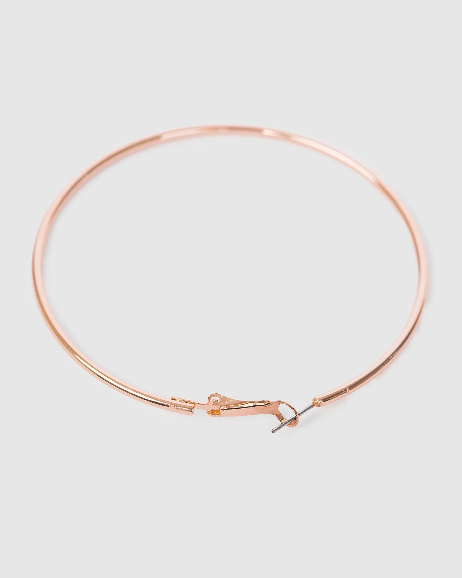 Rose Gold Fine Hoop Earrings - 70mm - Image 3